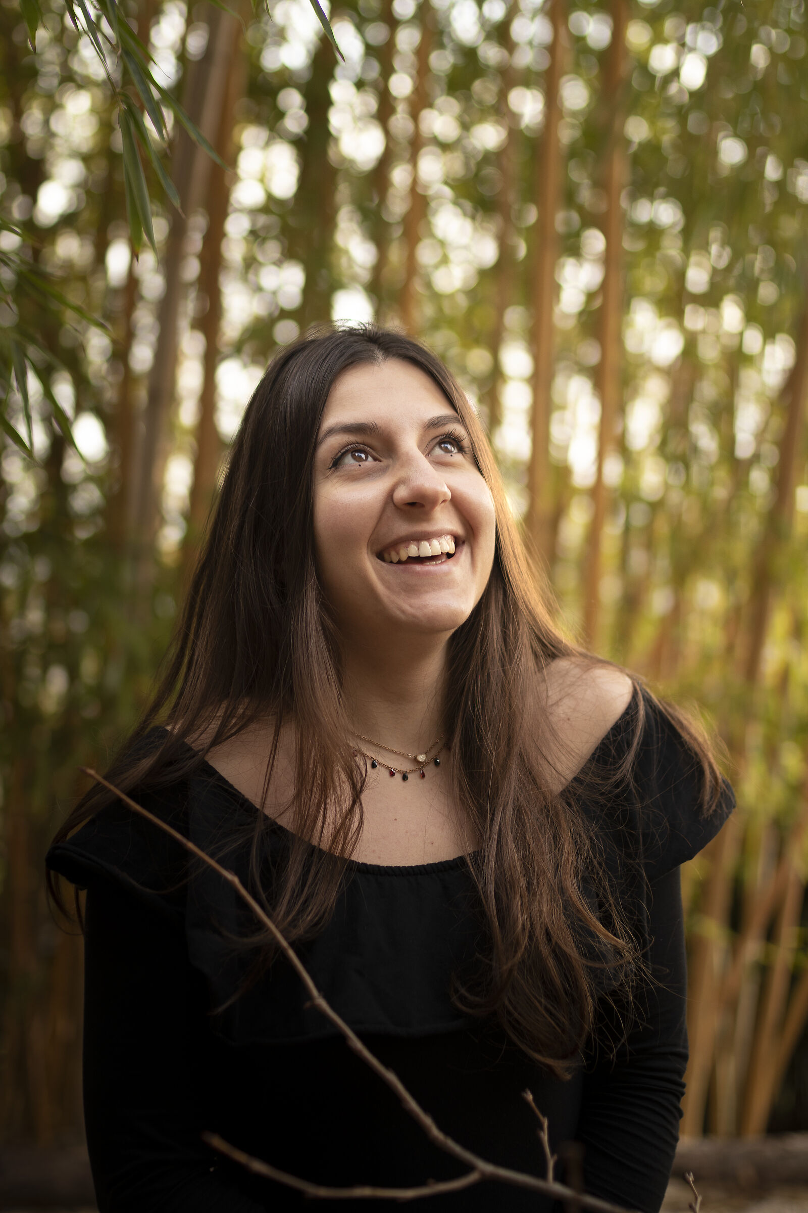 Smiling among bamboo