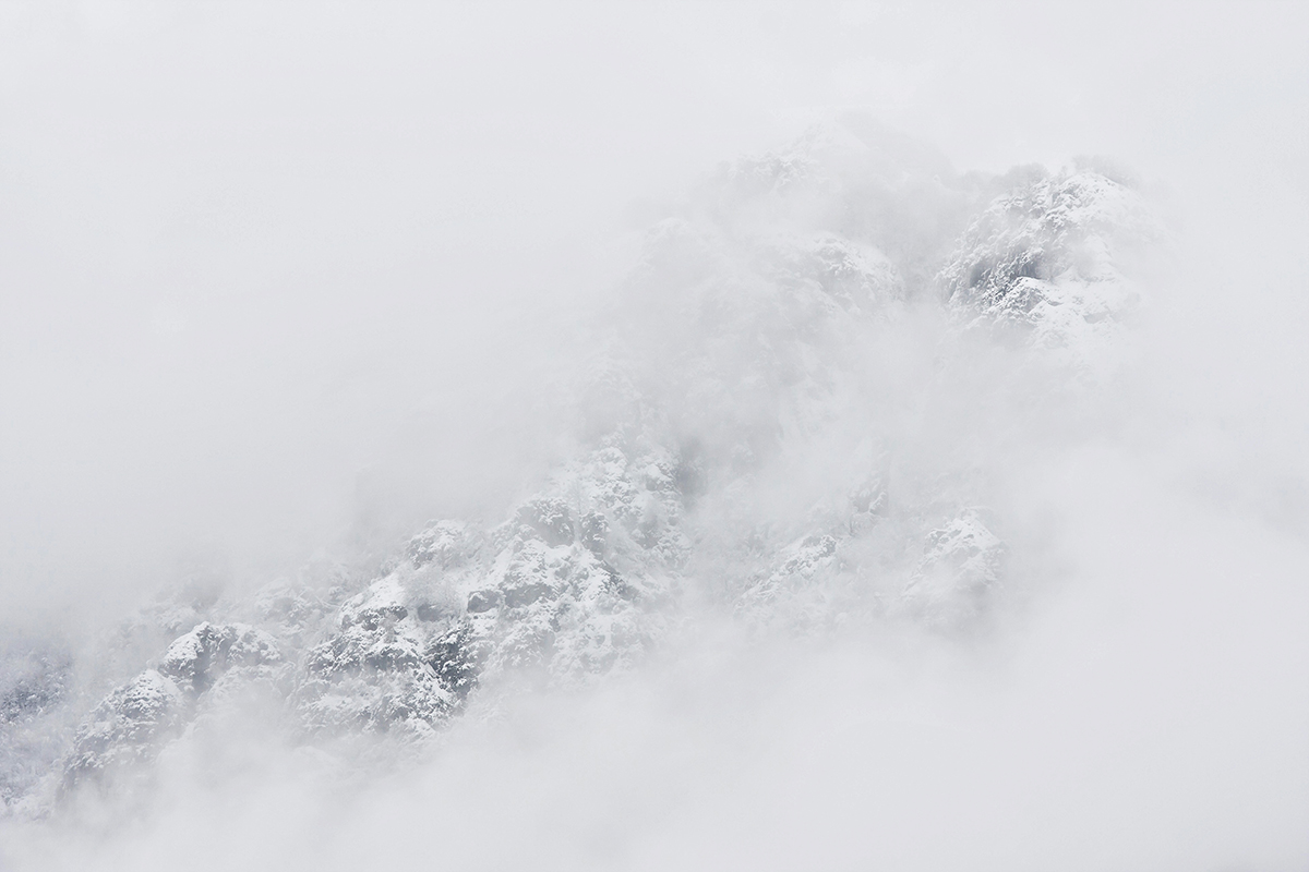 mountain in the fog.