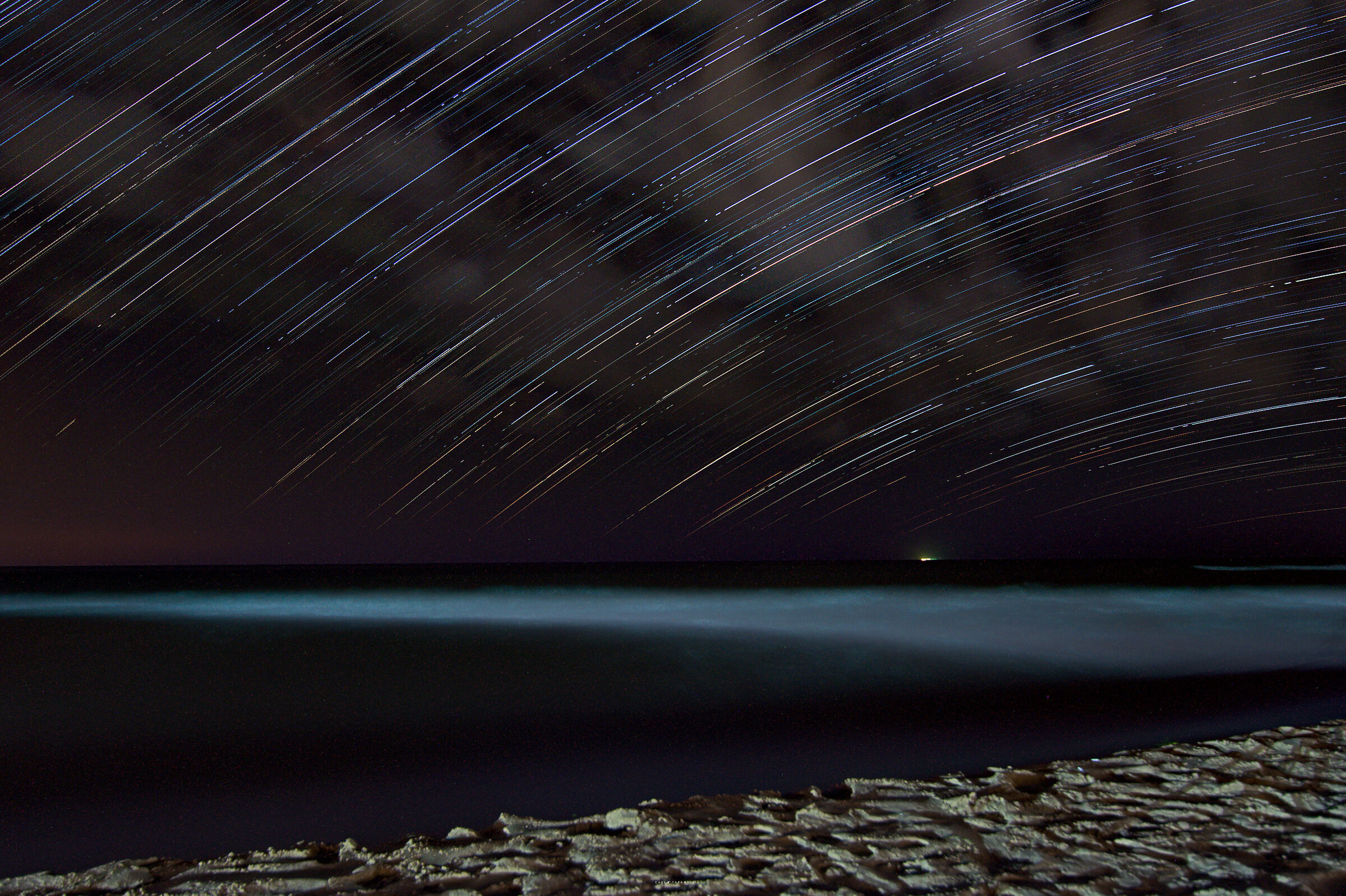 Startrail on the sea
