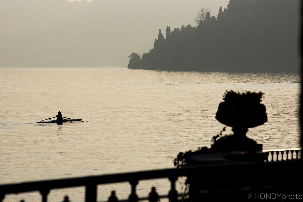 Rowing at sunset