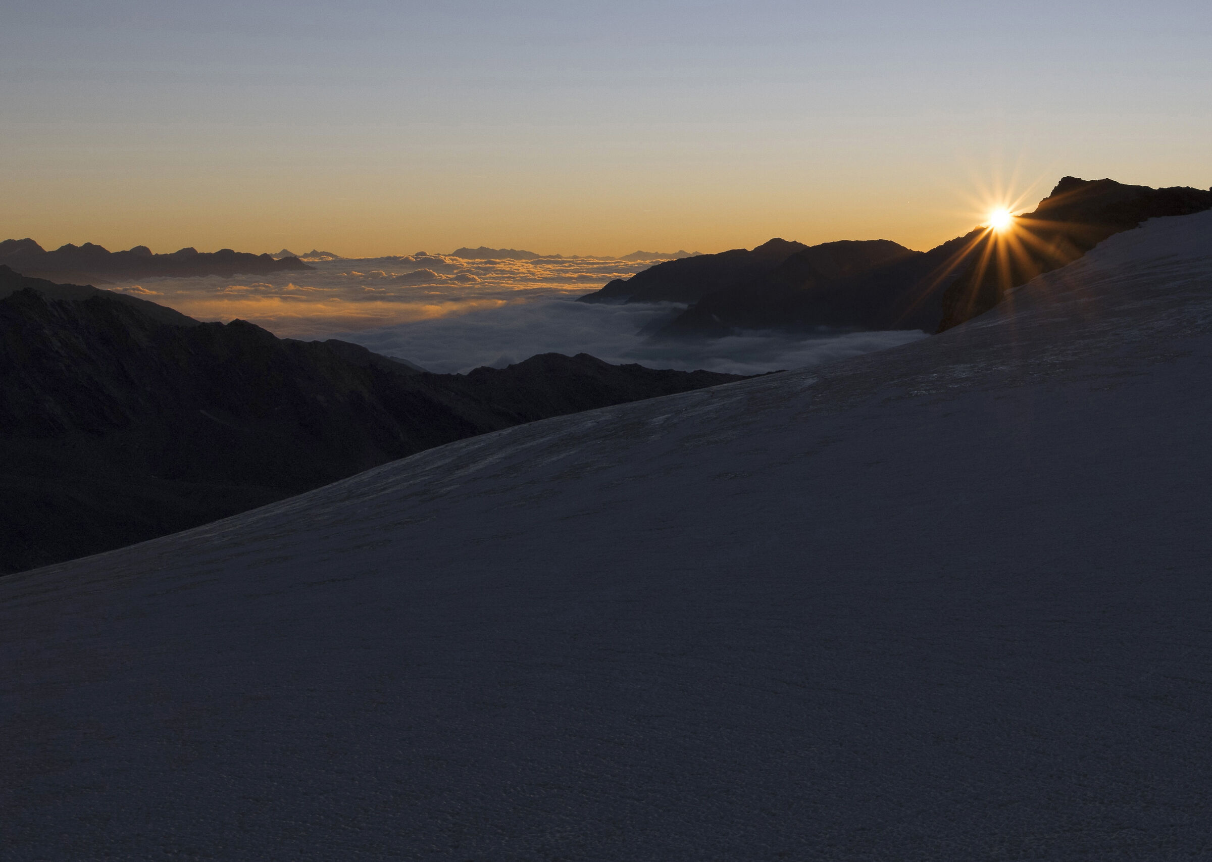 Sunrise over the Cevedale glacier
