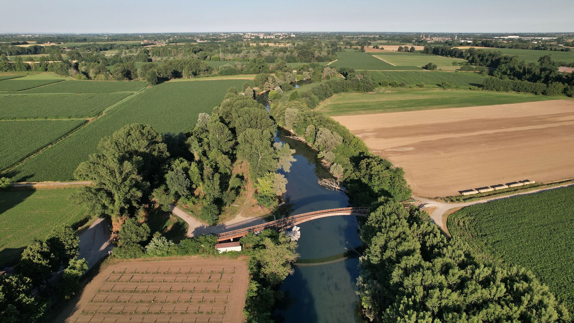 Cycle bridge over the river Oglio