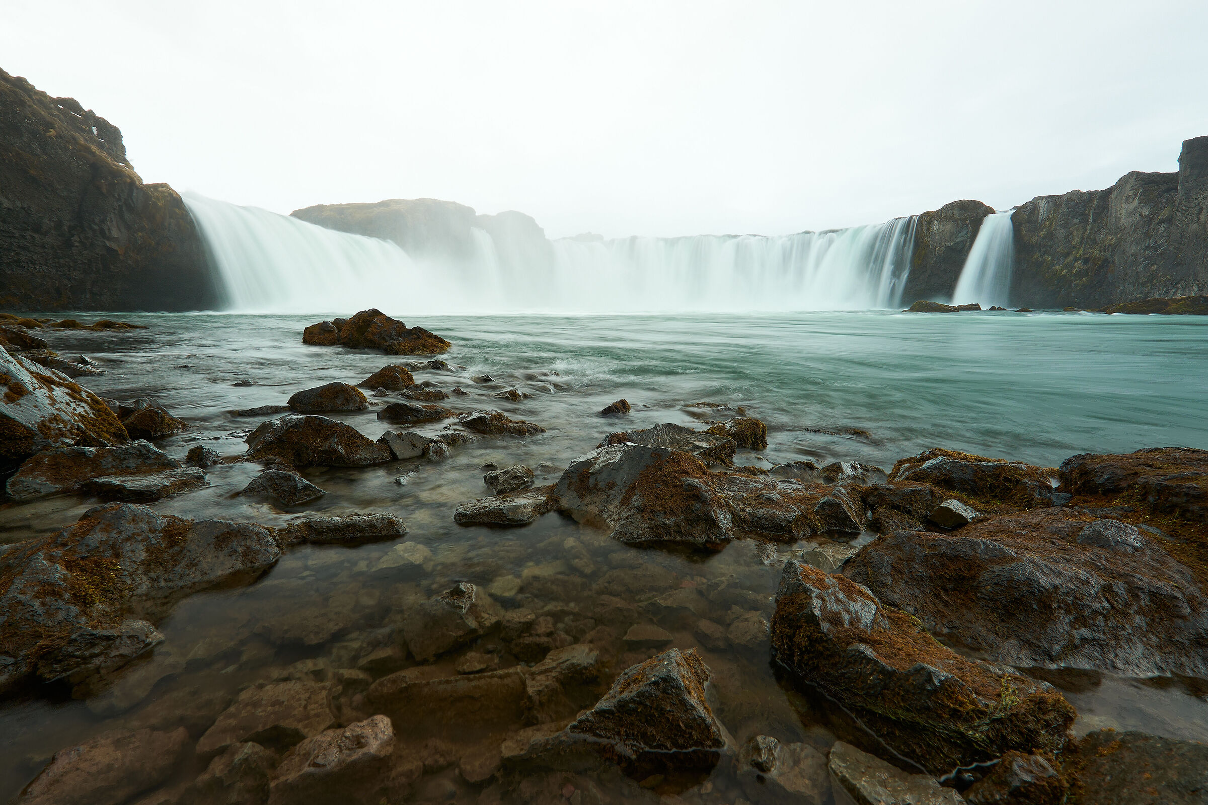 Goðafoss in the mists of the sunset