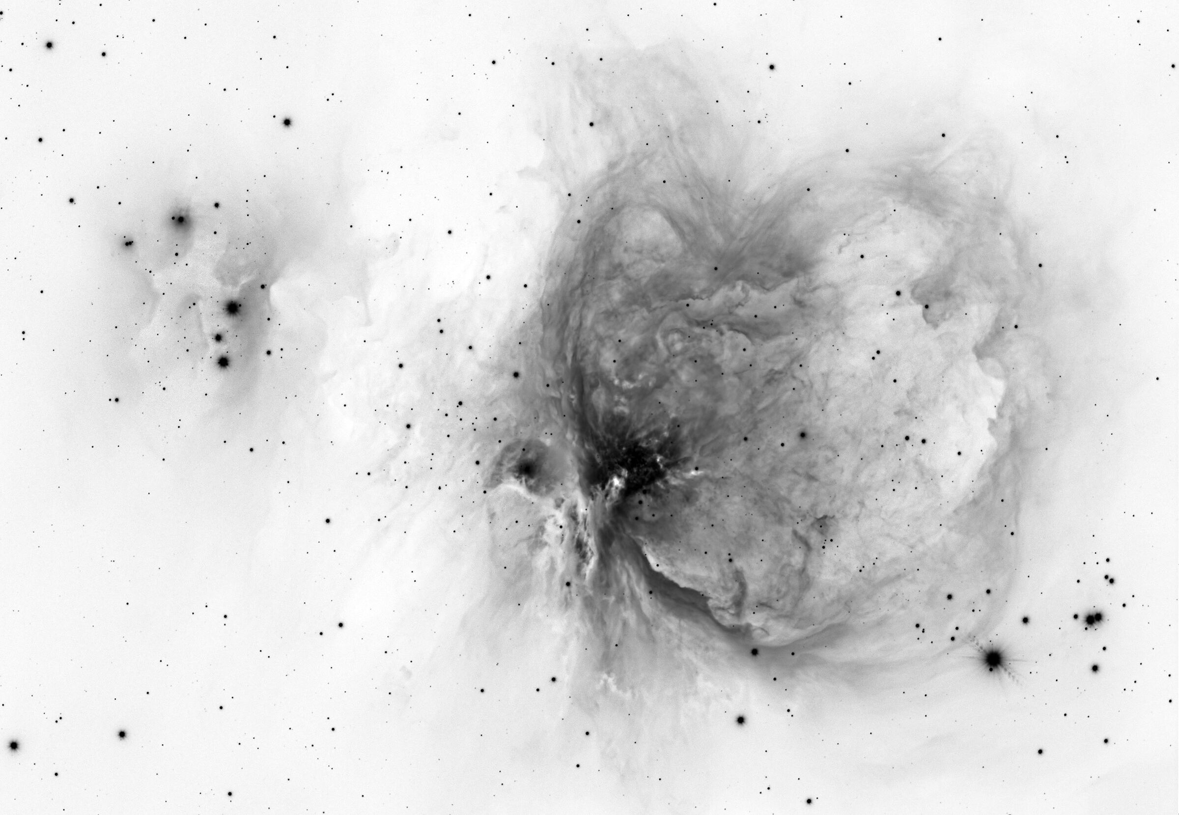 Nebulosa di Orione con colori invertiti