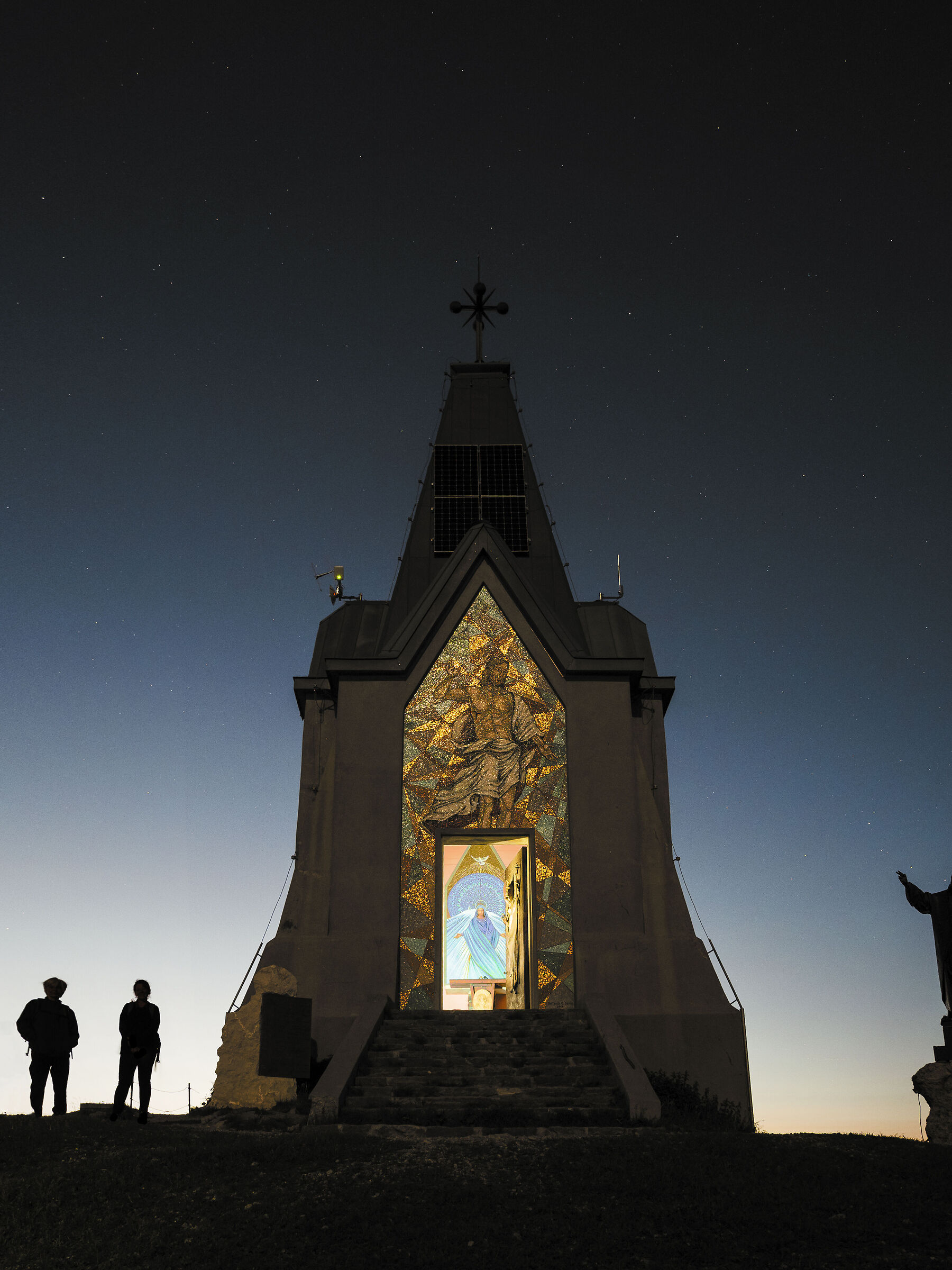 The moon illuminates the mosaic of the Redeemer on the Golem