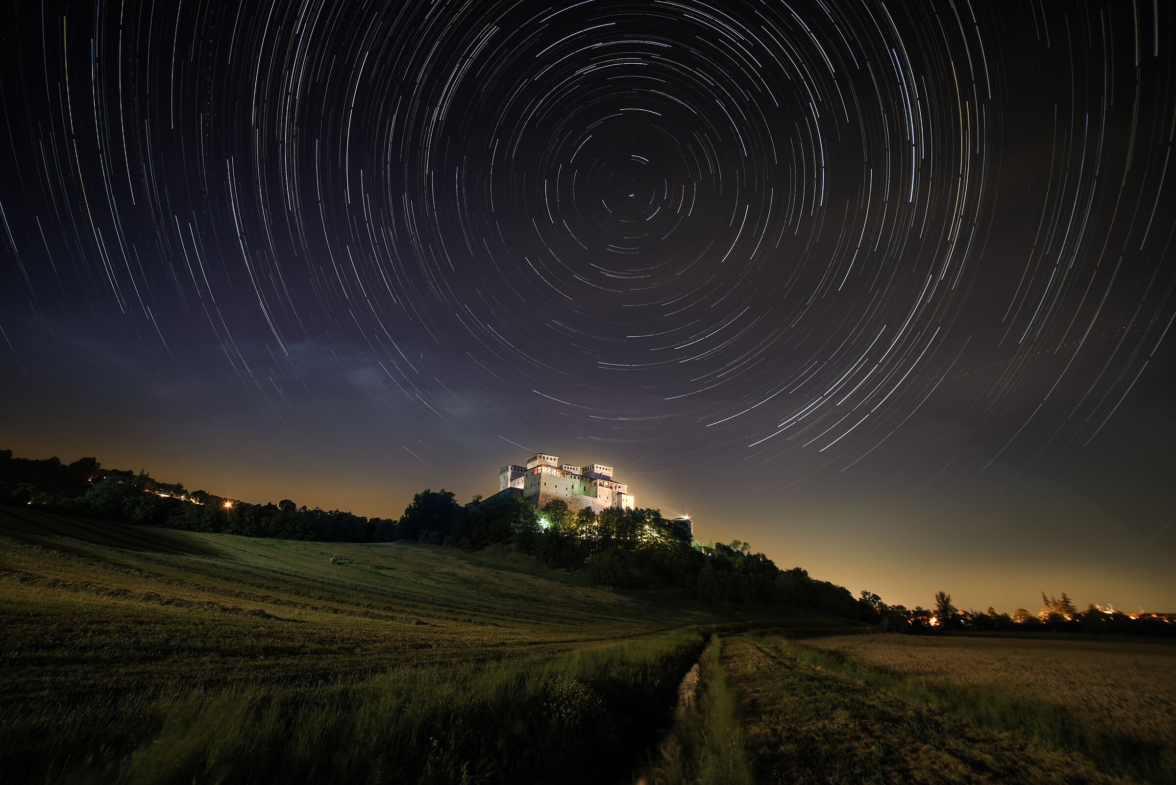 Startrail at Torrechiara Castle