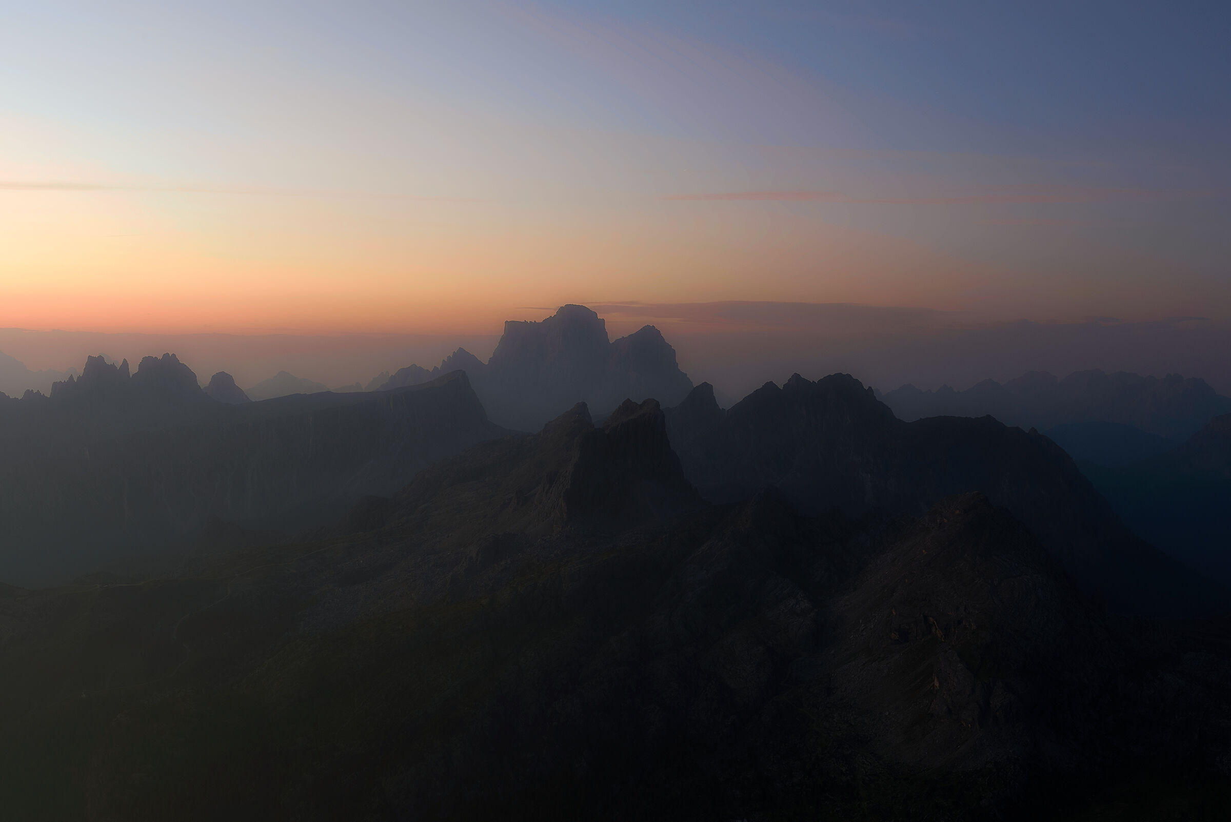 First light of dawn from the Lagazuoi refuge