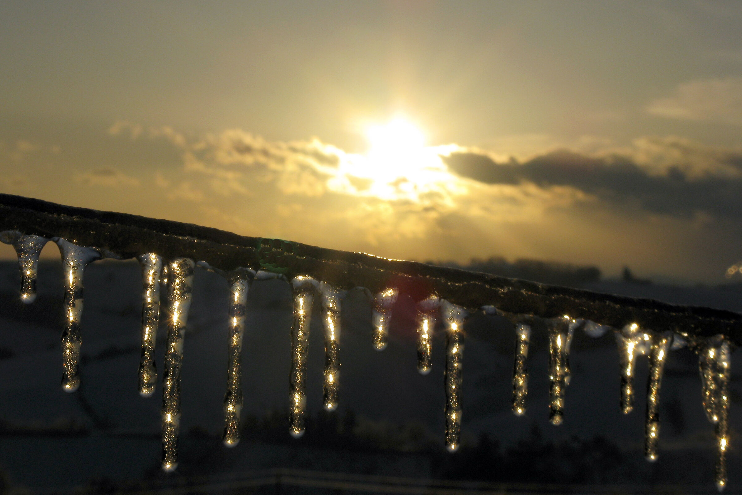 sunset lights on ice candles