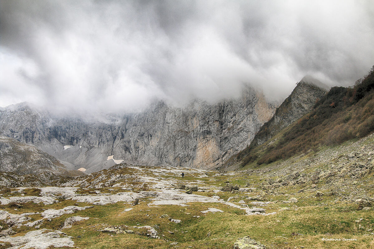 The Presolana with its head in the clouds.