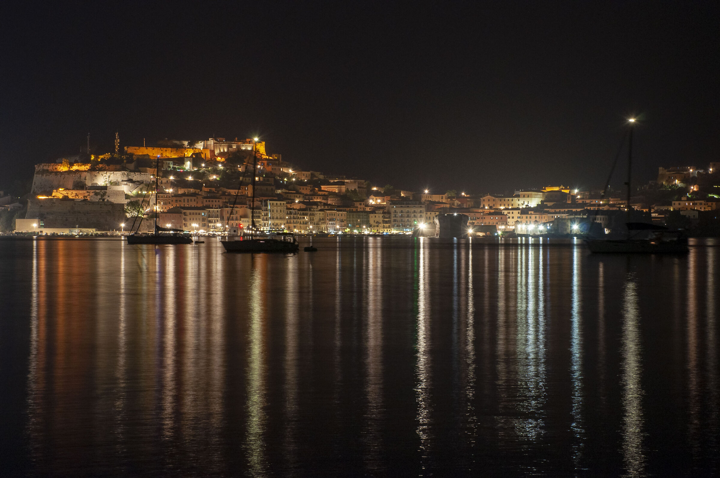 Portoferraio by night with calm sea