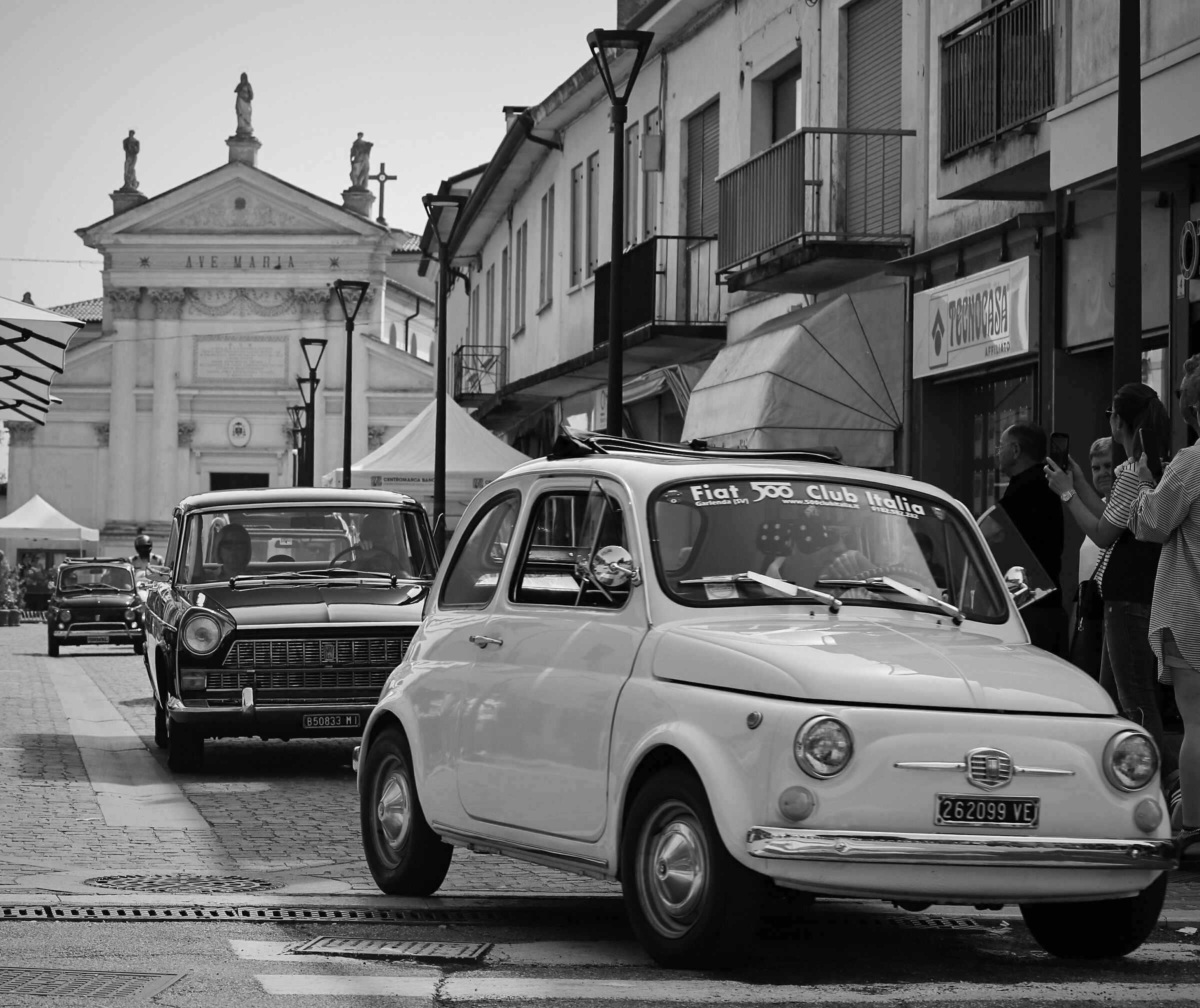 Black and white vintage cars