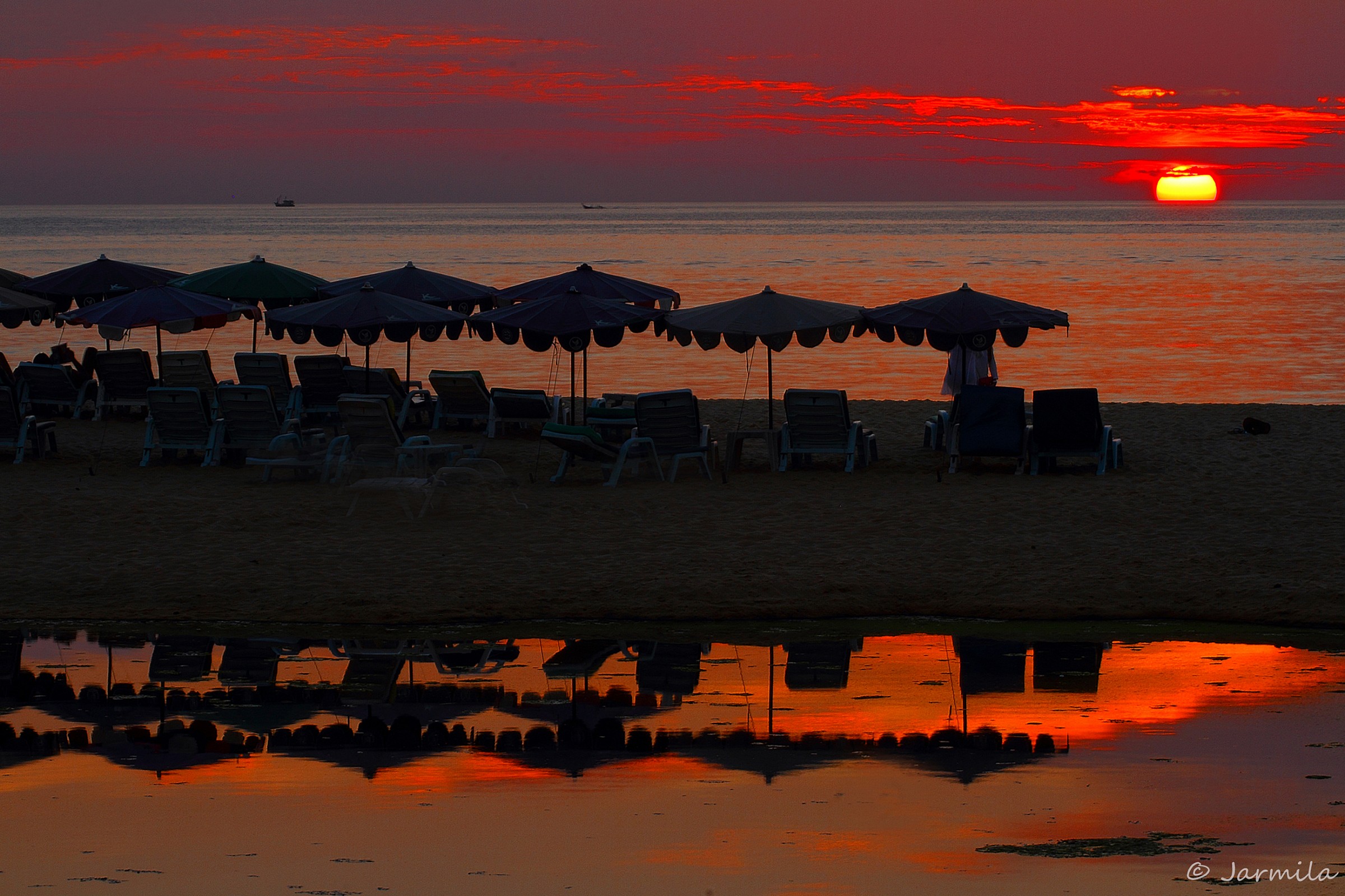 The sunset on the beach of Karon beach