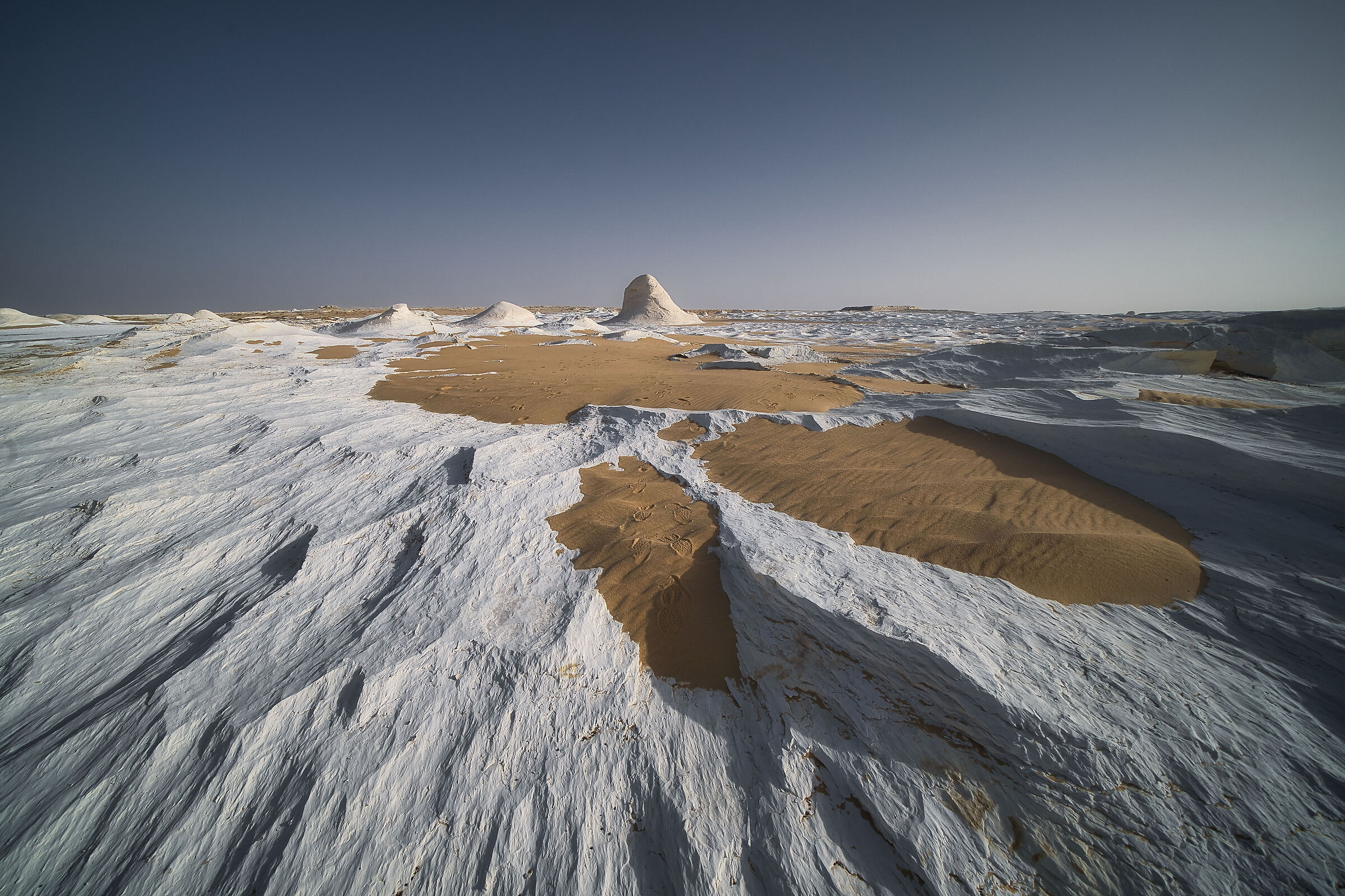 The footprints on Mars. White Desert, Egypt