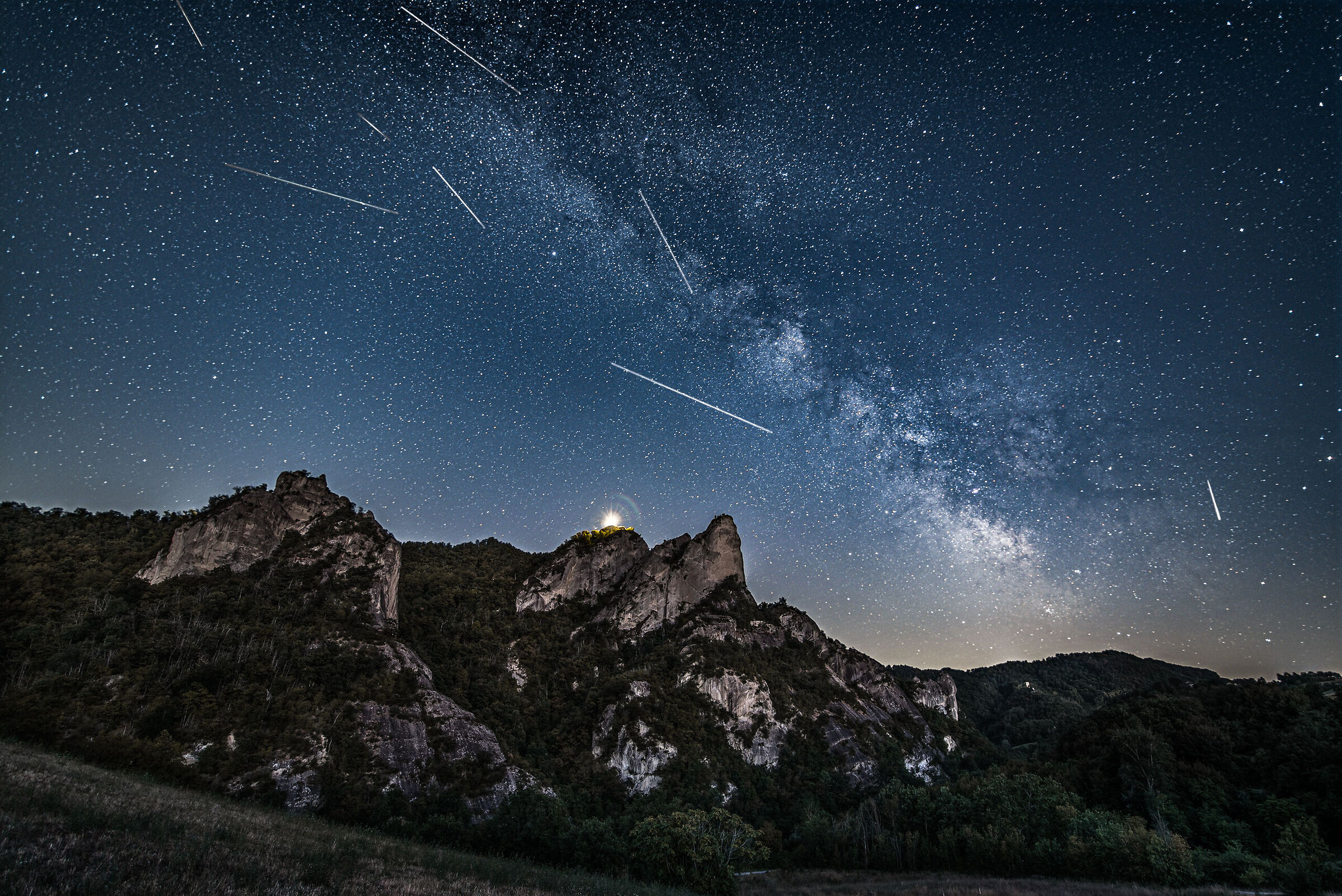 Milky Way and shooting stars