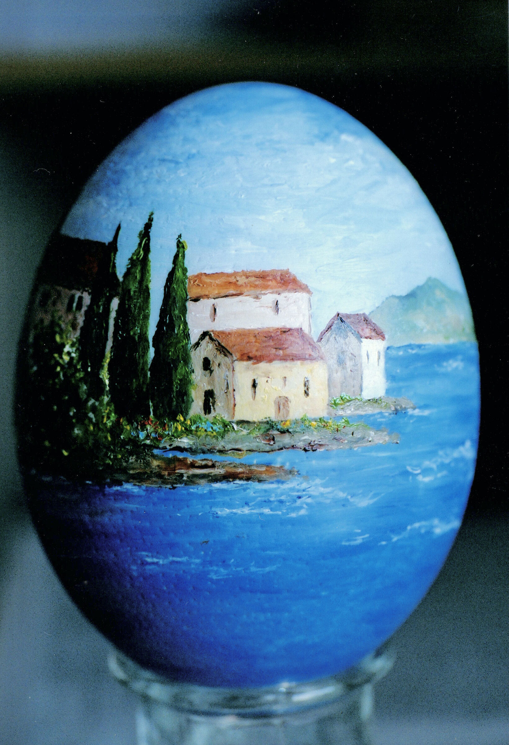 Ostrich egg painted dam