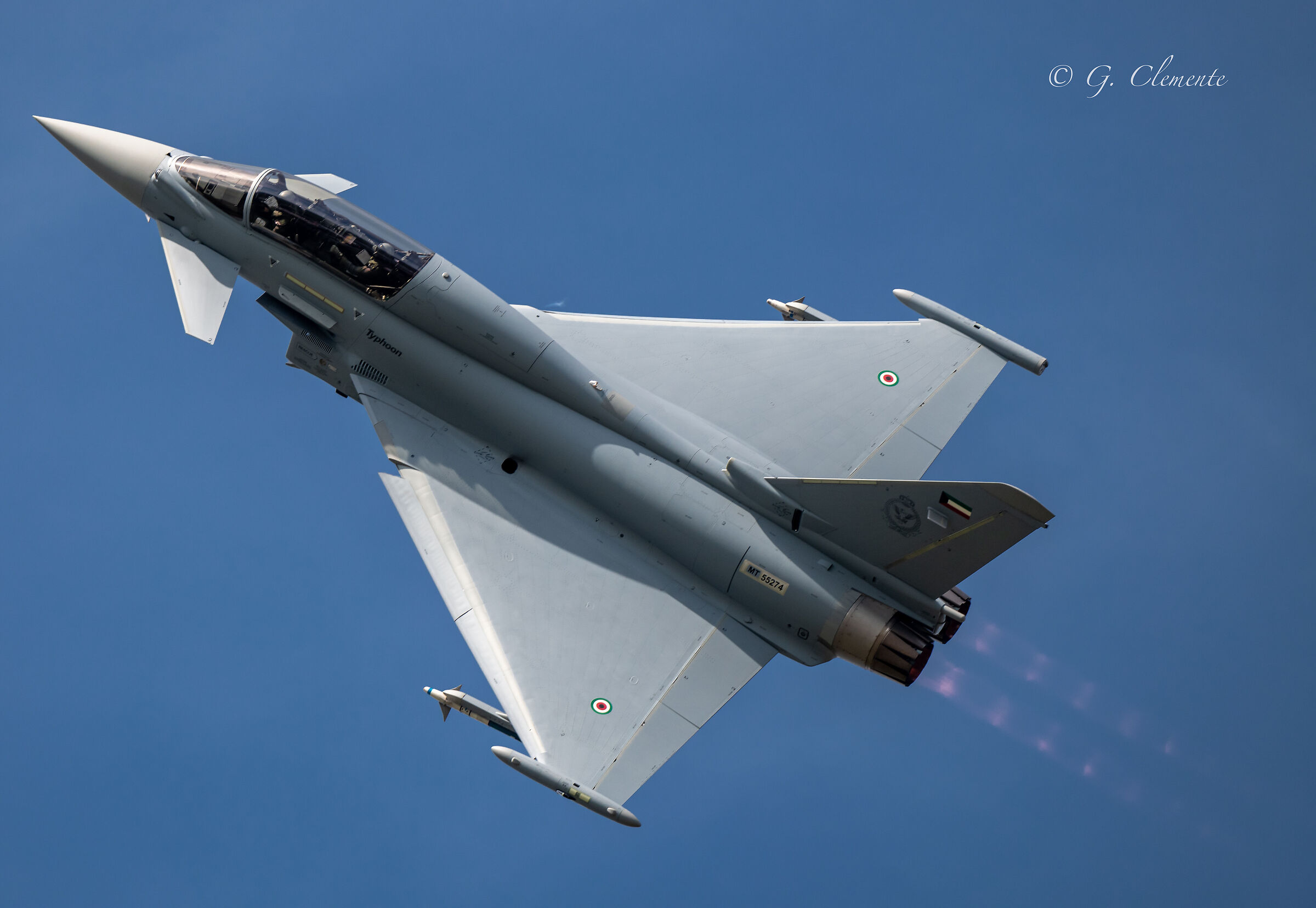 Torino Caselle. Kuwaiti Typhoon flexes left on take off