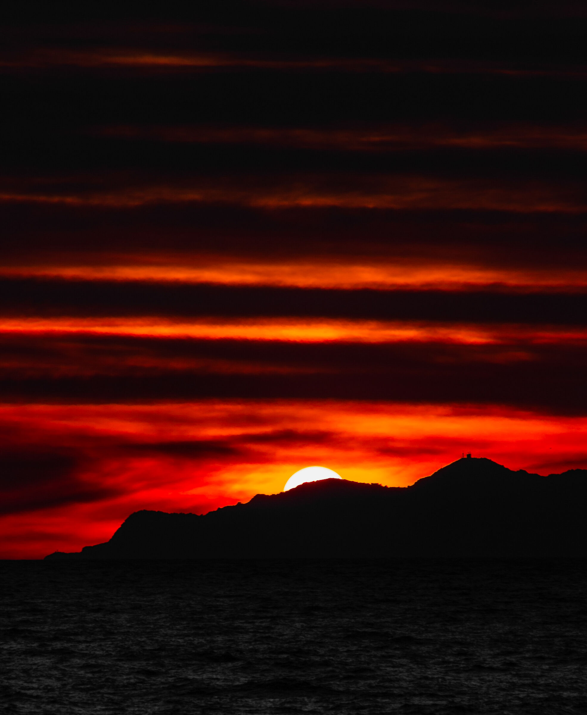 Sunset behind the island of Gorgona