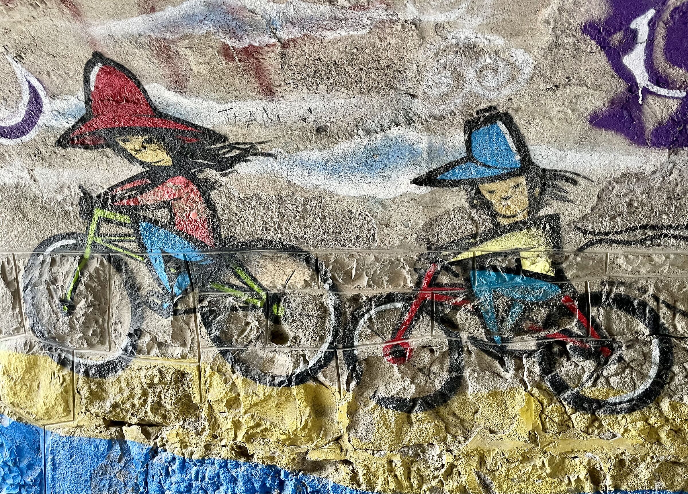 Pedalando in bicicletta.