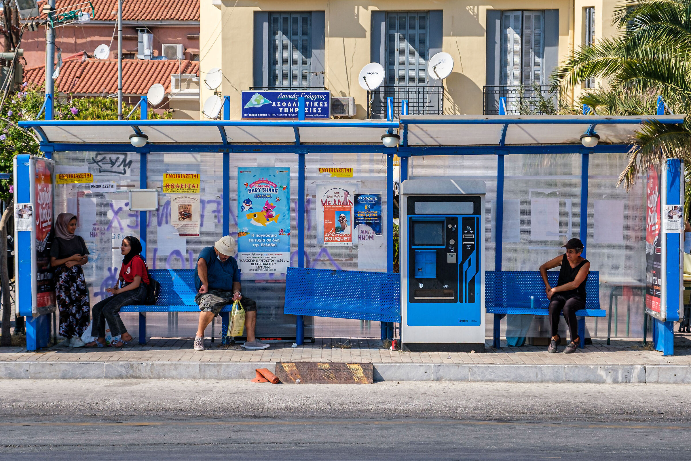At the bus stop - Lesvos Island Greece