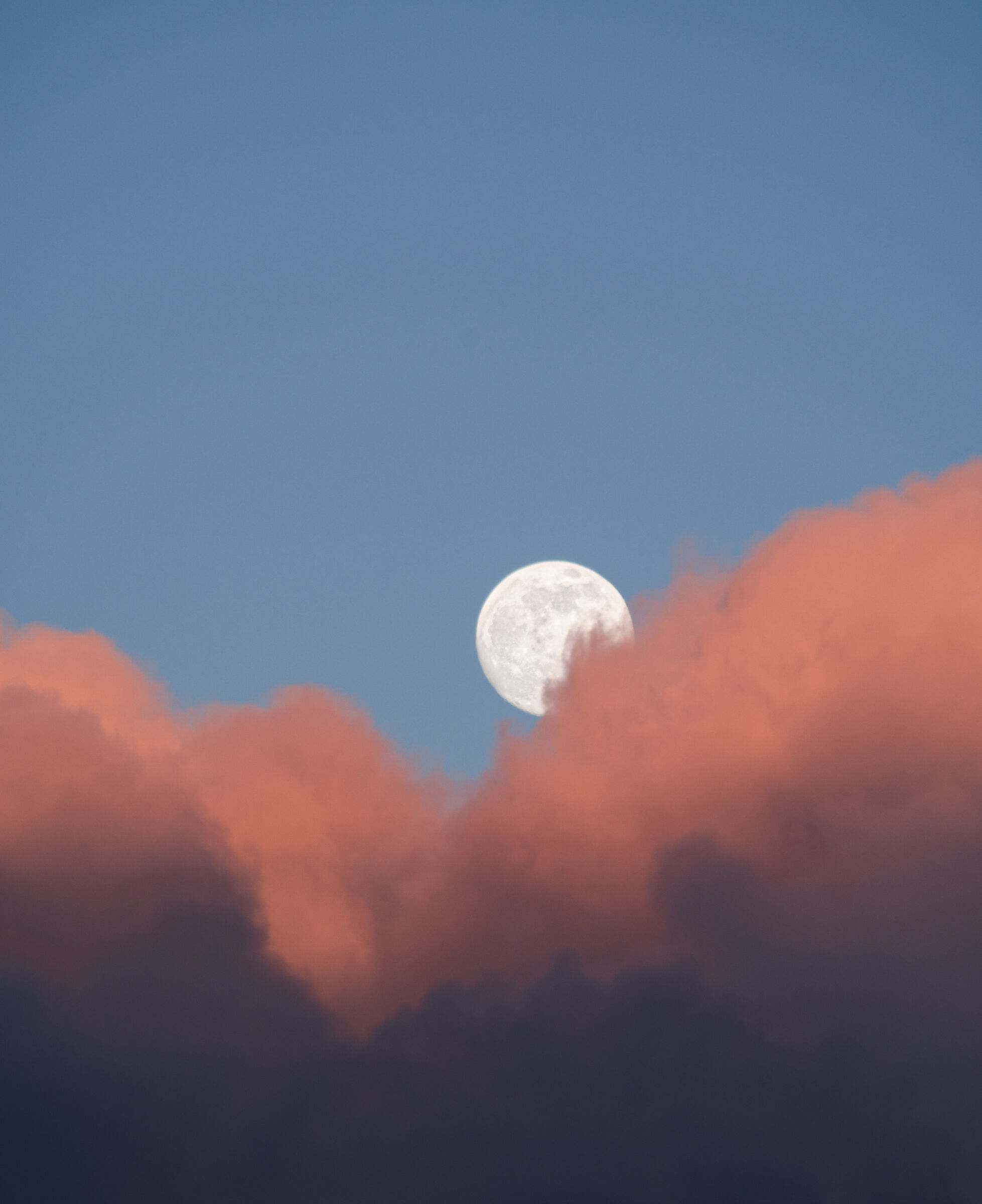 Moon and pink clouds