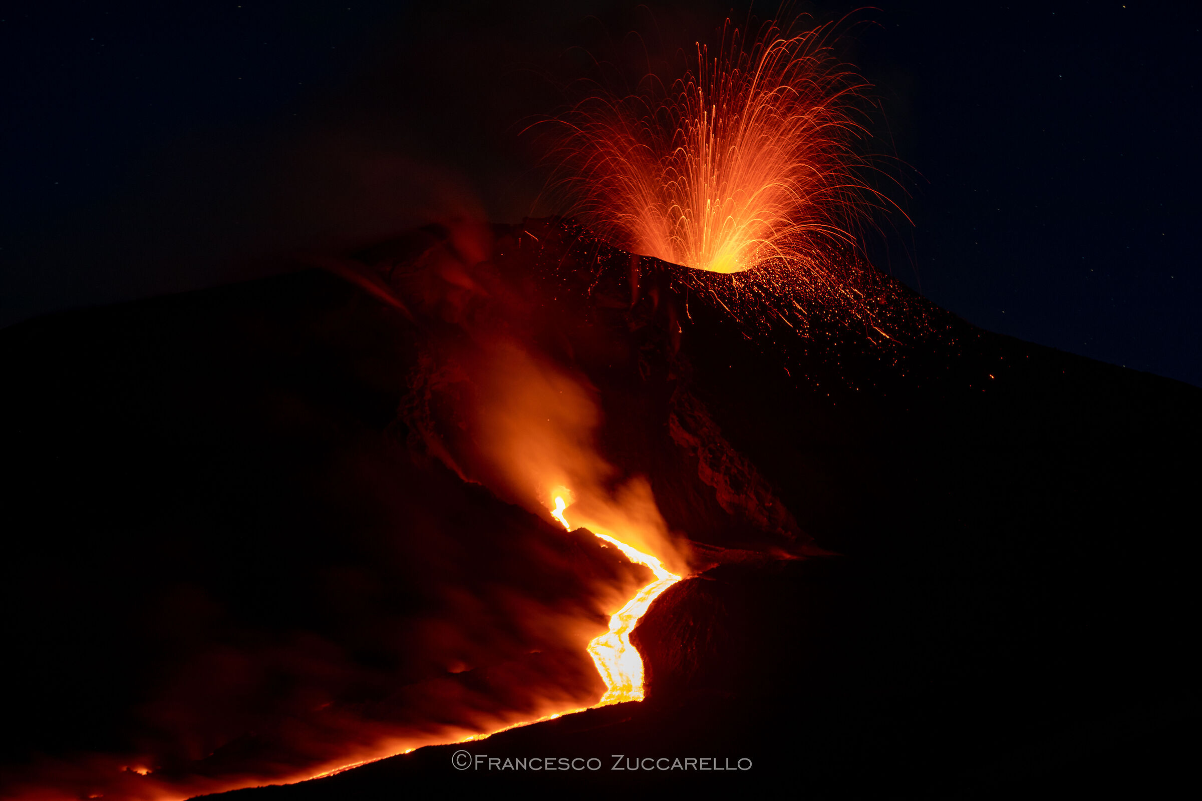 Strombolian explosions and lava flow