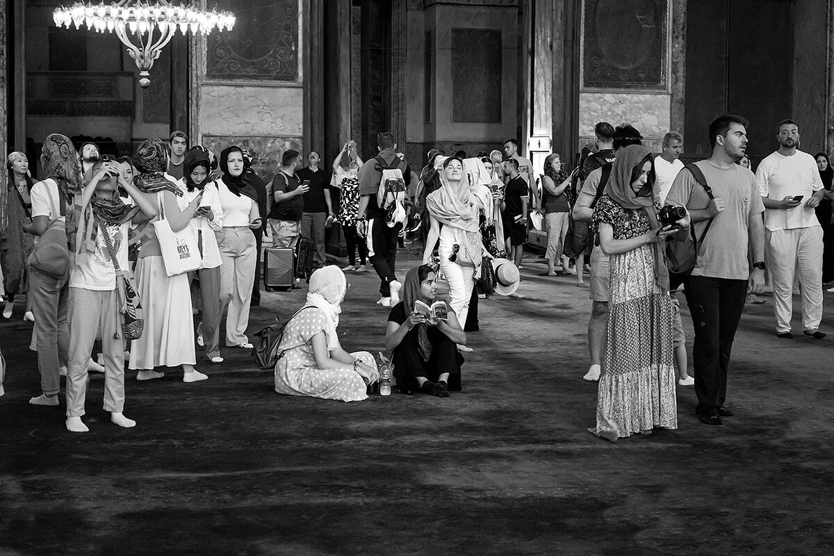 Visitors to the Hagia Sophia in Istanbul