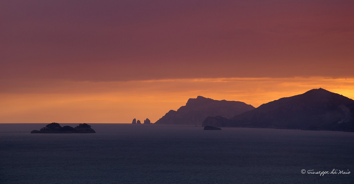 Colori del tramoto sulla Costiera Amalfitana
