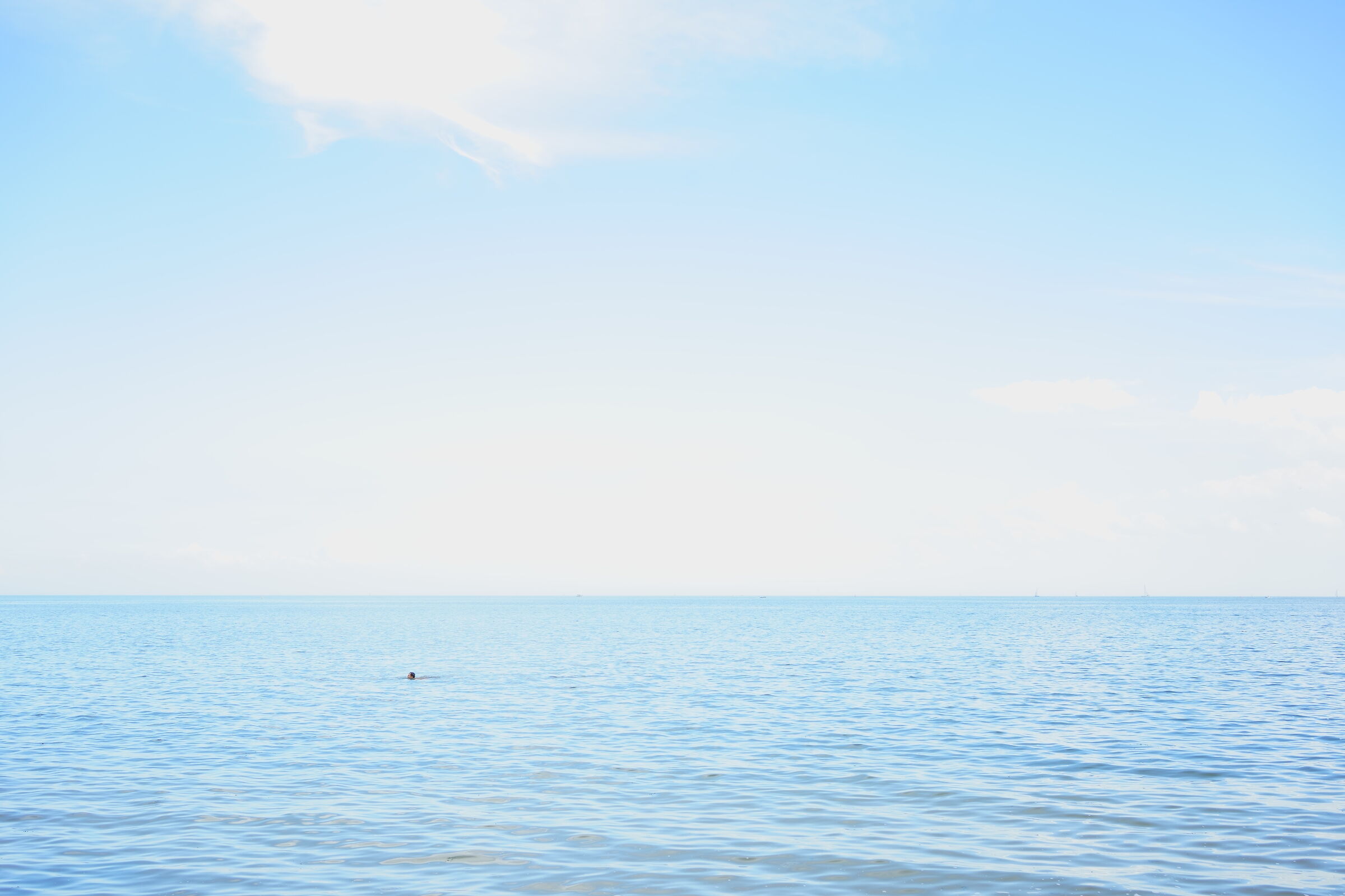 Swimming alone in the blue