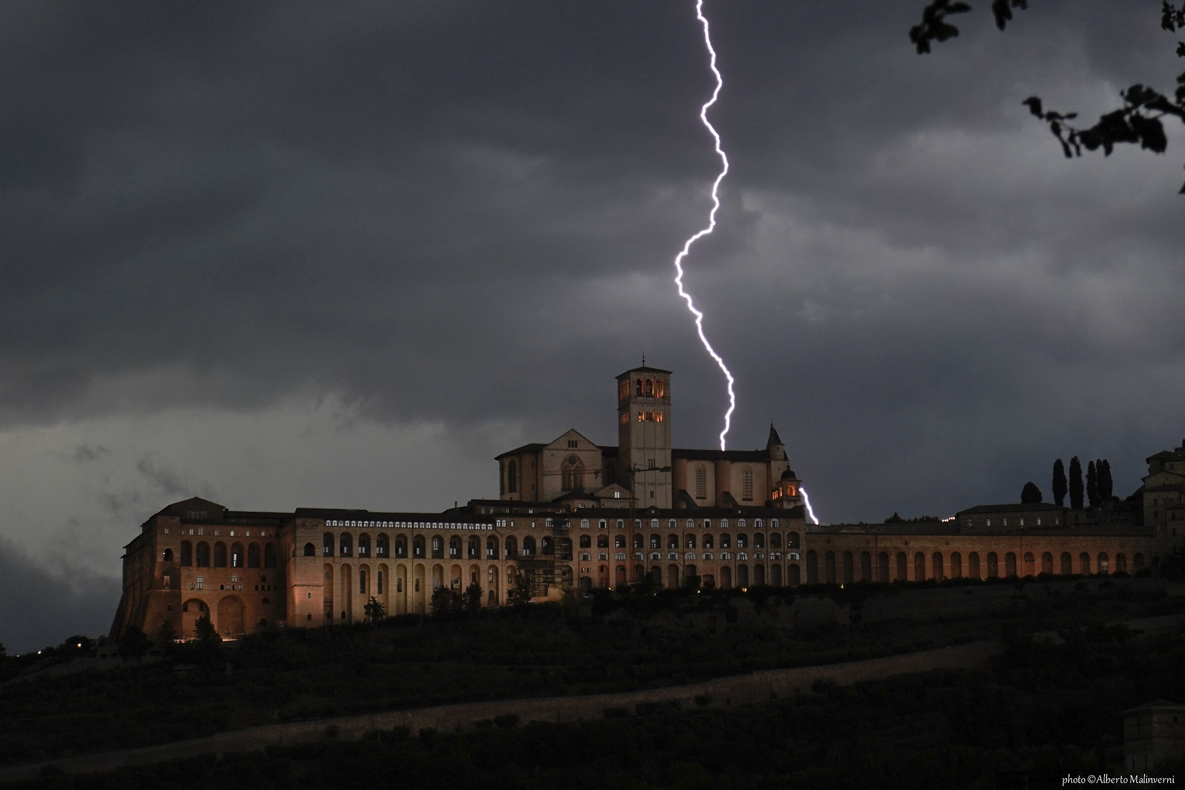 Assisi, Basilica of St. Francis during the storm
