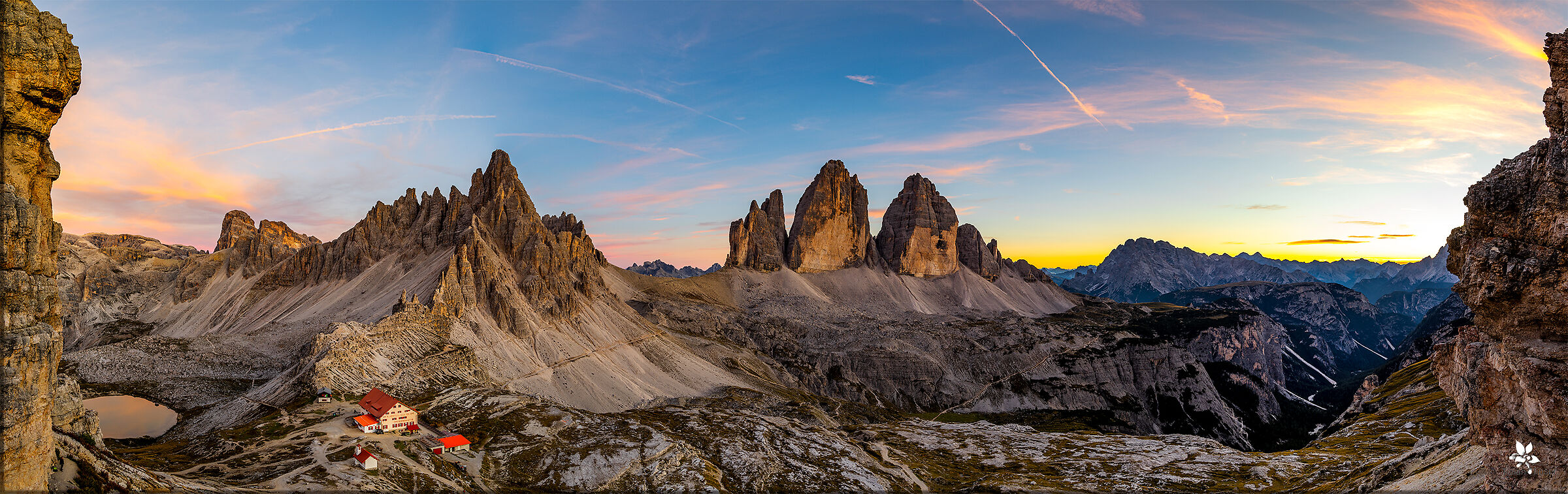 Tre cime di Lavaredo al tramonto.