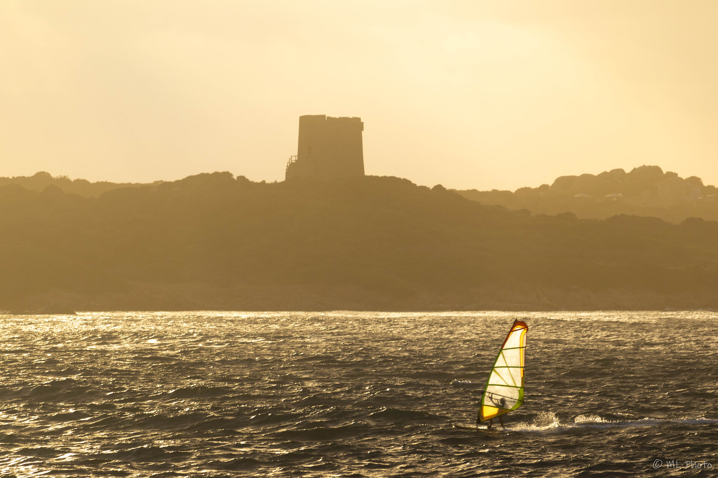 windsurfing into sunset