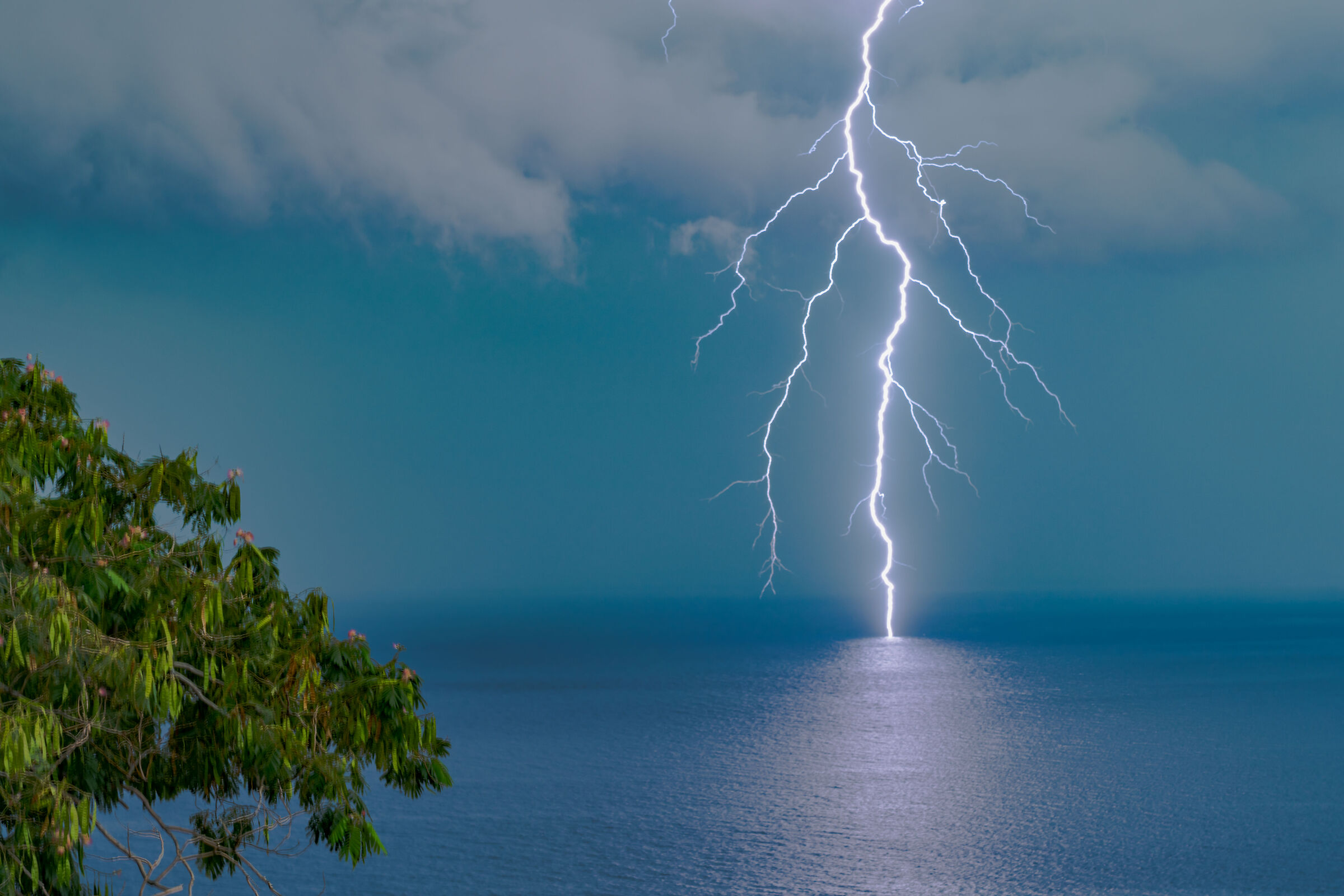Lightning in the Egean Sea, in front of Molyvos Castle.