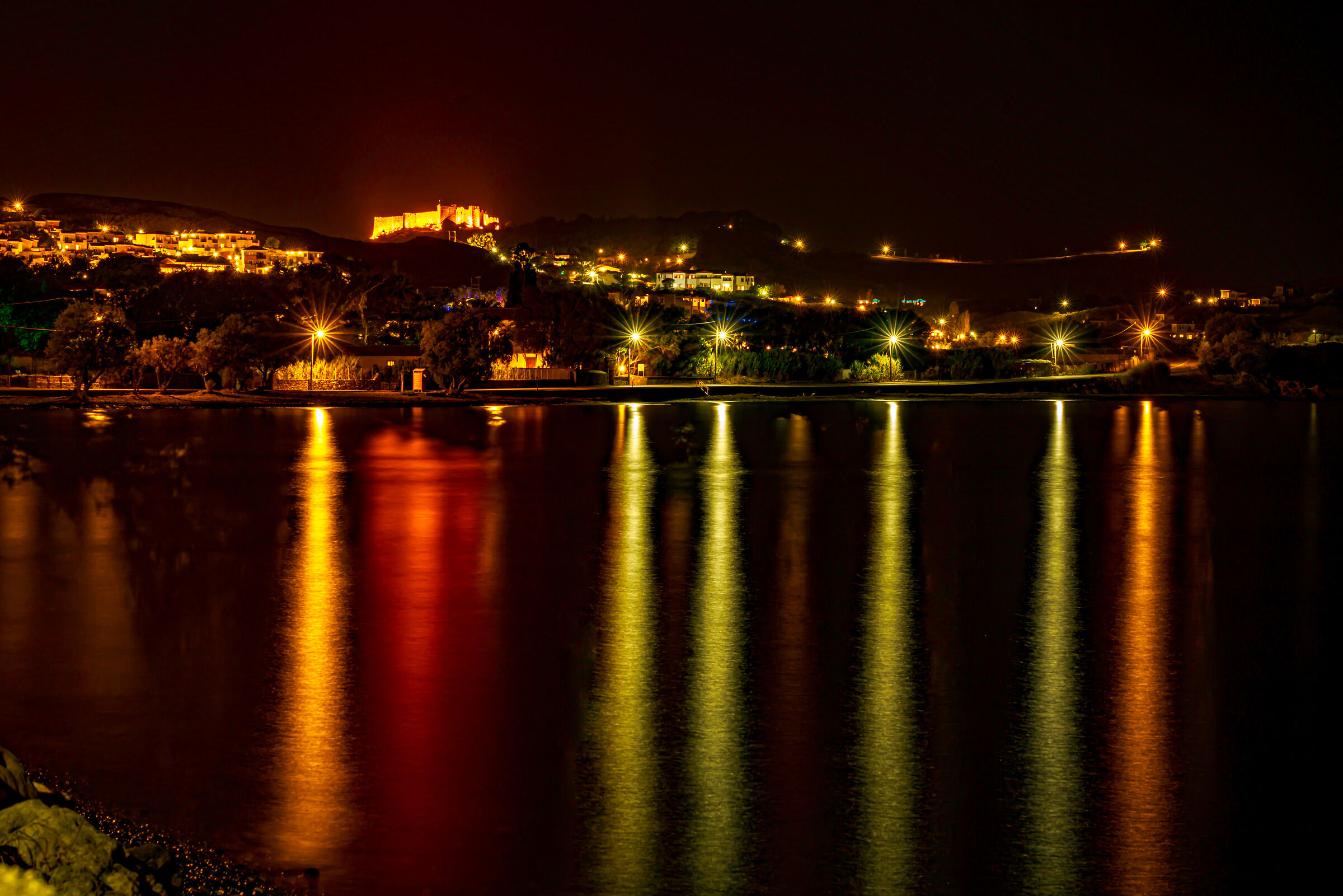 Molyvos in the night, pov by Efthalou.