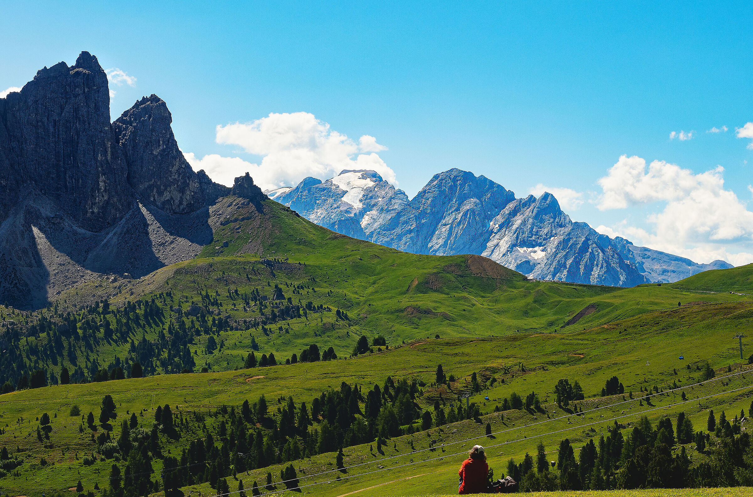 Dolomite landscape - In the background the Marmolada