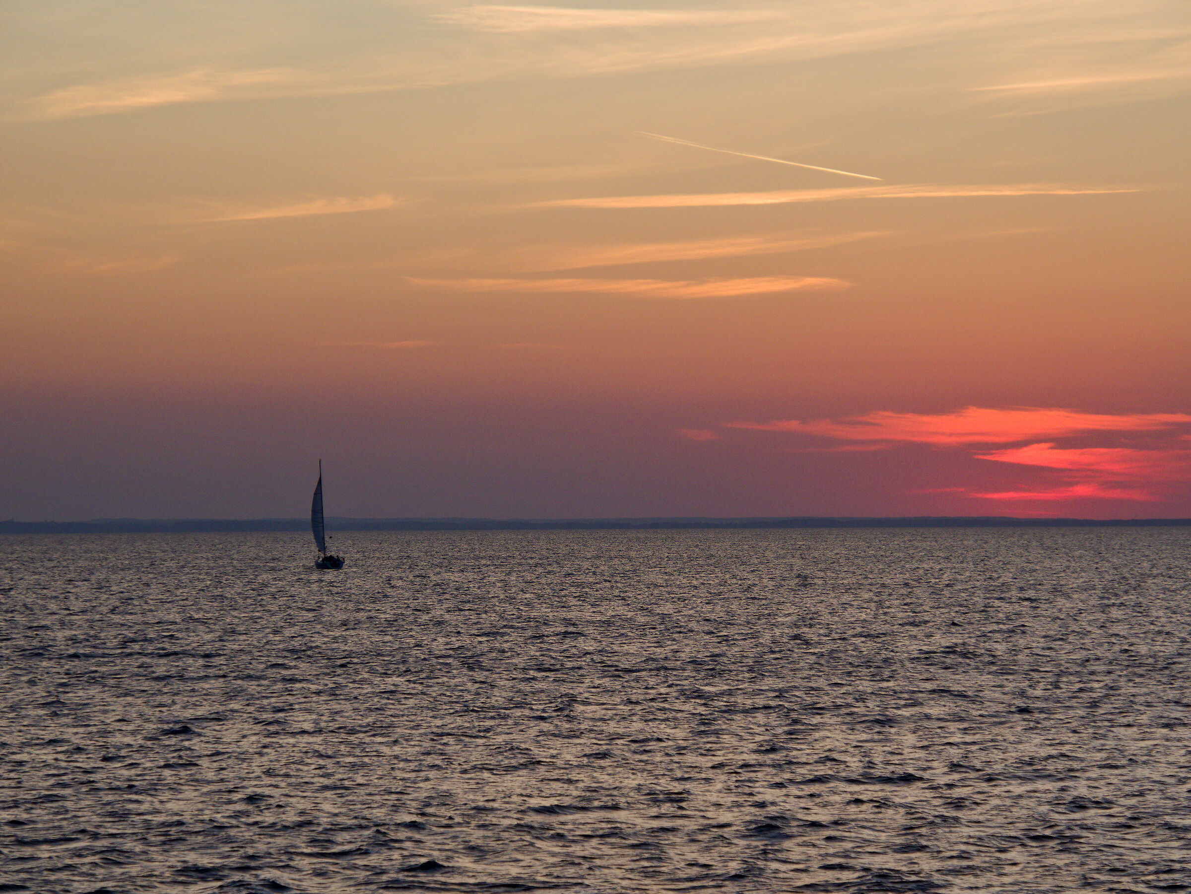 Boat in sunset colors
