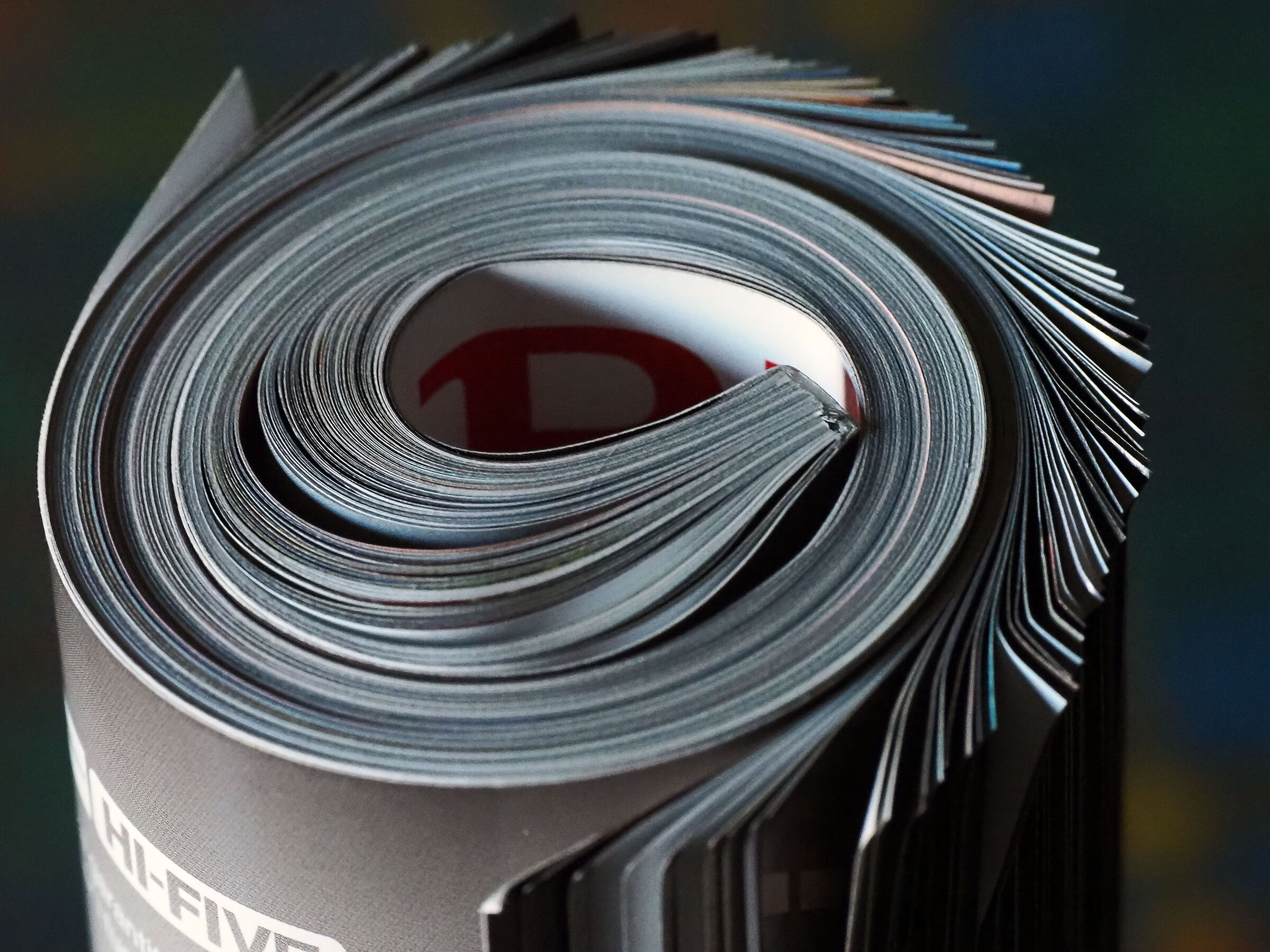 leafing through a magazine