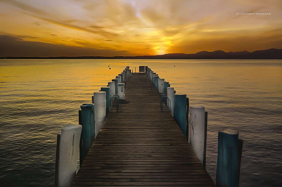 the pier with colored poles