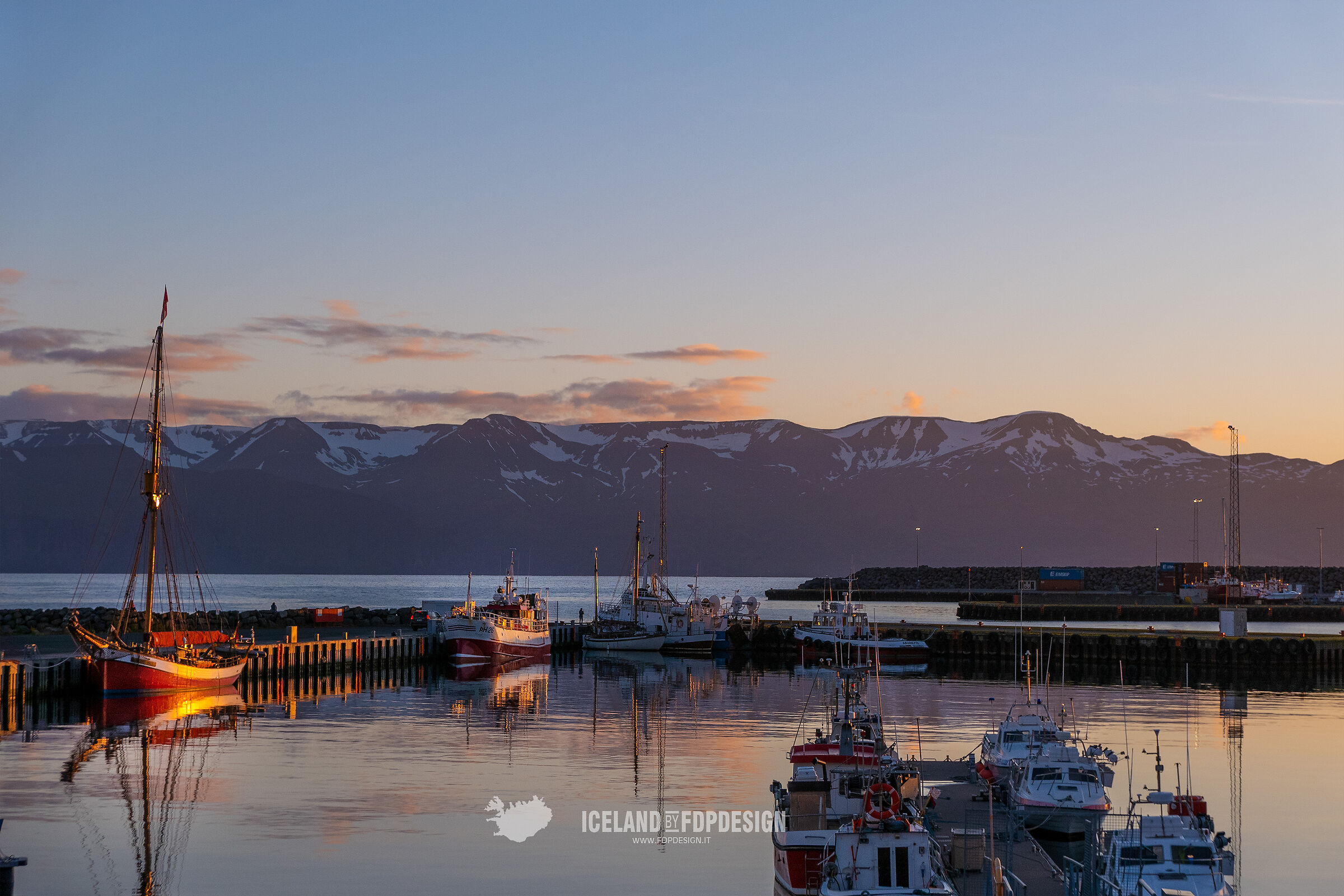Husavik Harbour at Sunset
