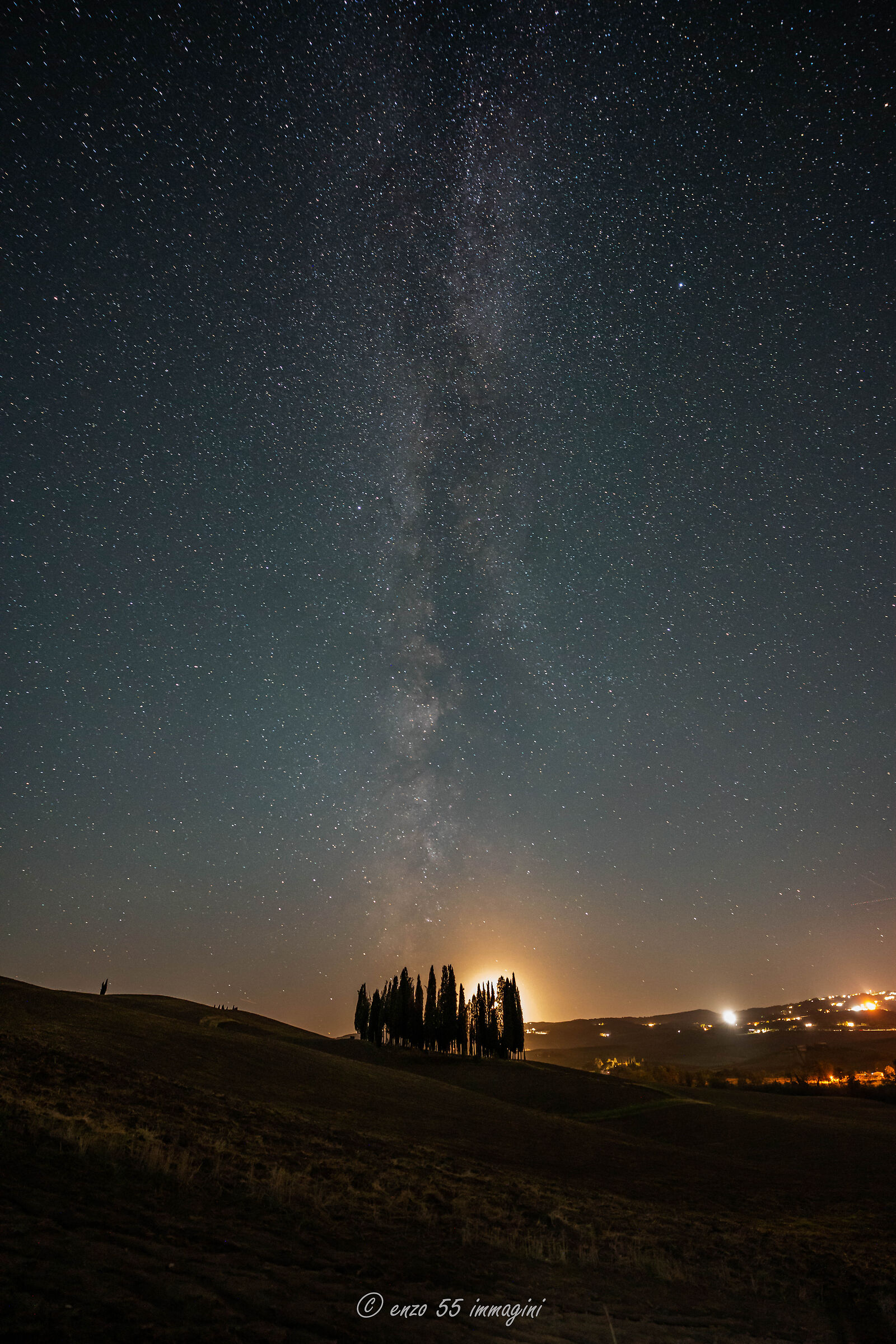 milky with cypresses
