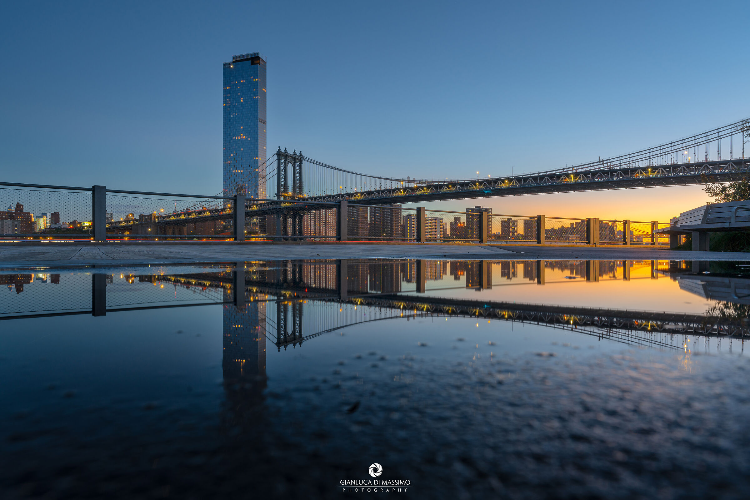 Sunrise behind the Manhattan Bridge