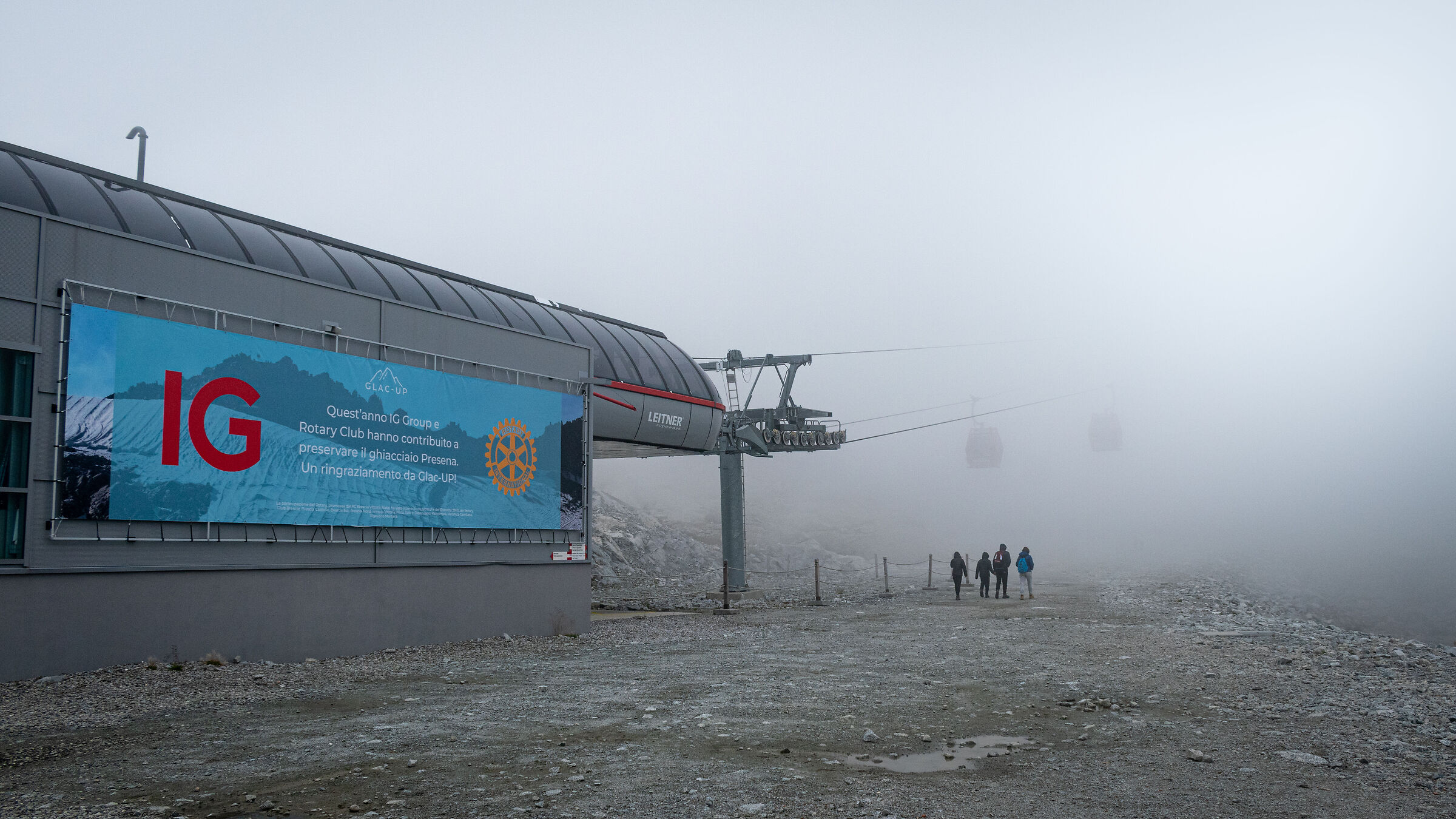 Gondola immersed in fog