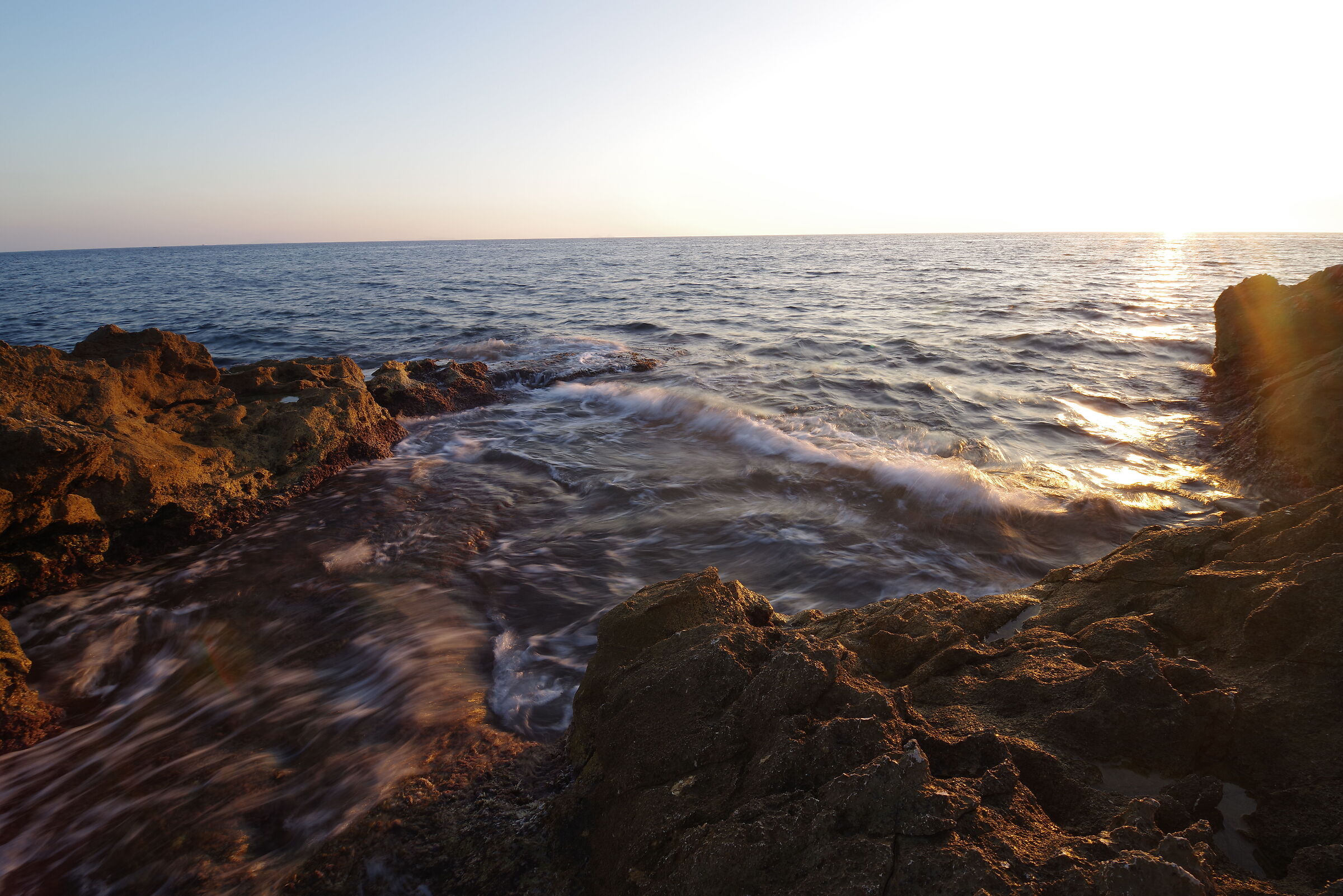 mare al tramonto Circeo punta Rossa