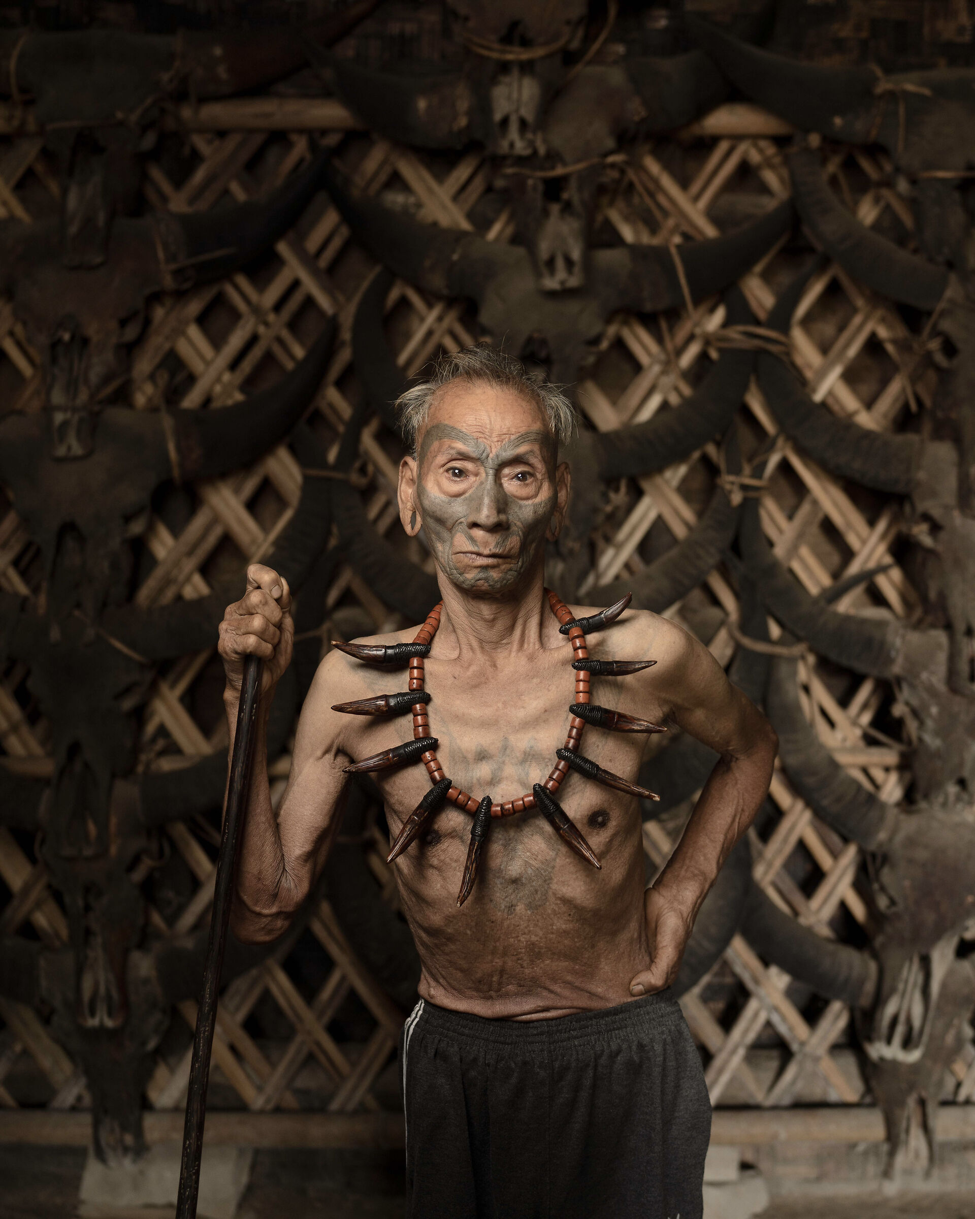 Member of Konyak tribe in Hong Poi Village, Nagaland