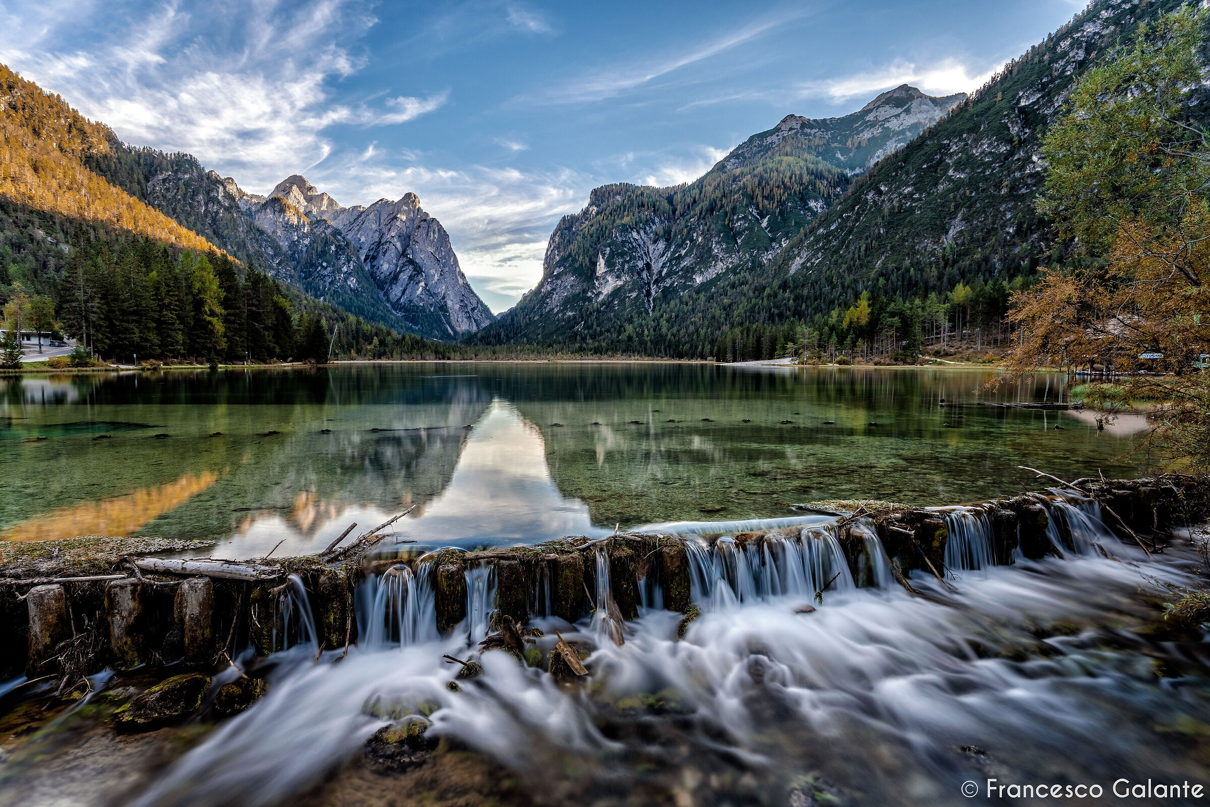 Lake Dobbiaco at sunset