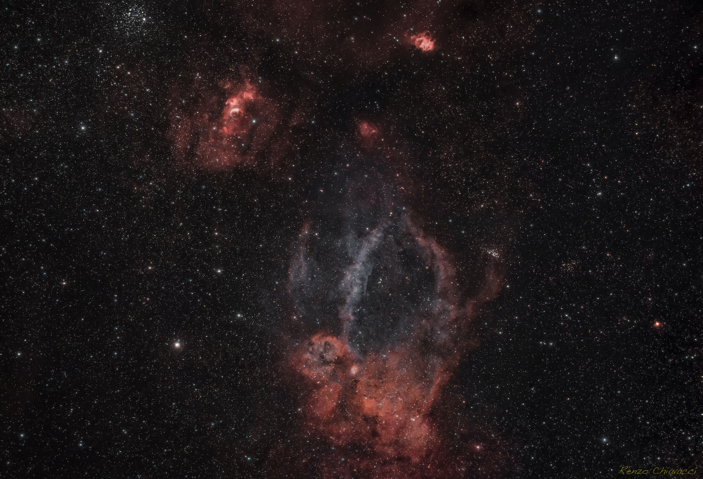 NGC7635 'Bubble' and Sh2-157 'Lobster claw' in Cepheus