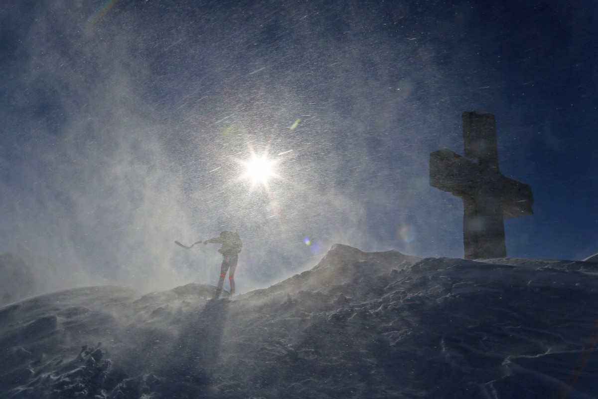 At the top in the storm