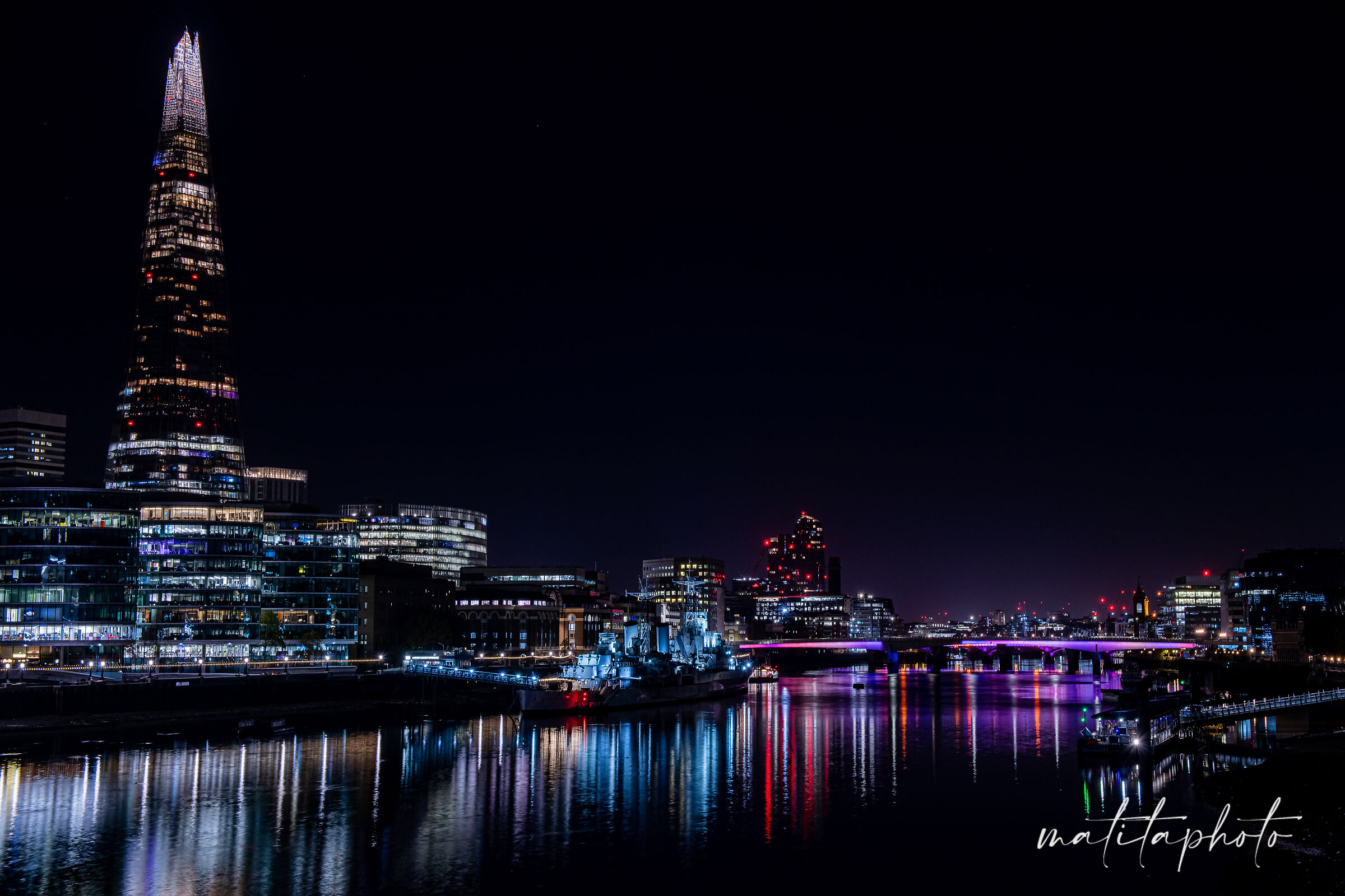 London by night from London Bridge