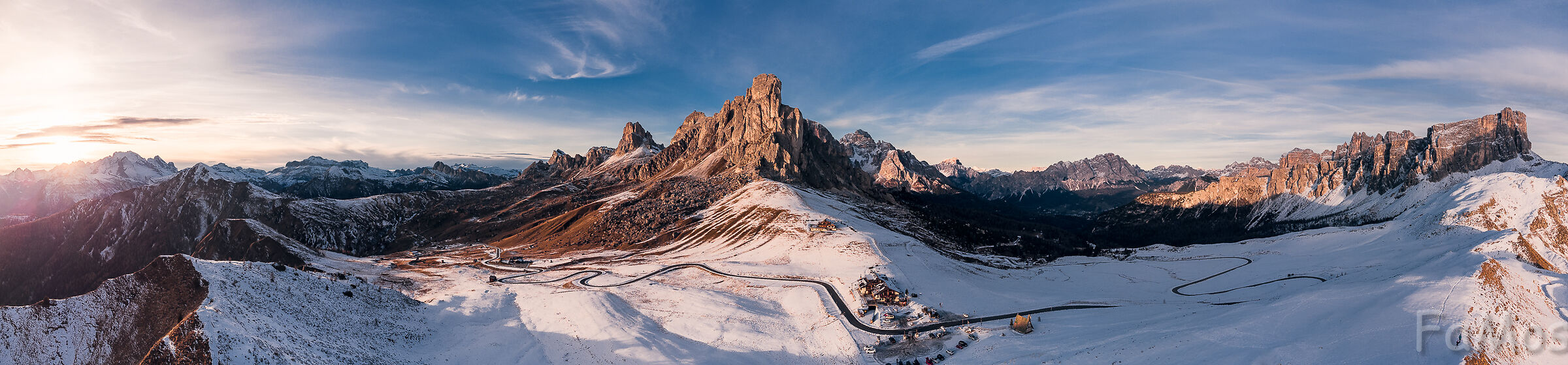 Autumn sunset at Passo Giau