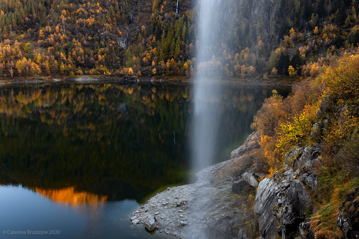 Behind the waterfall