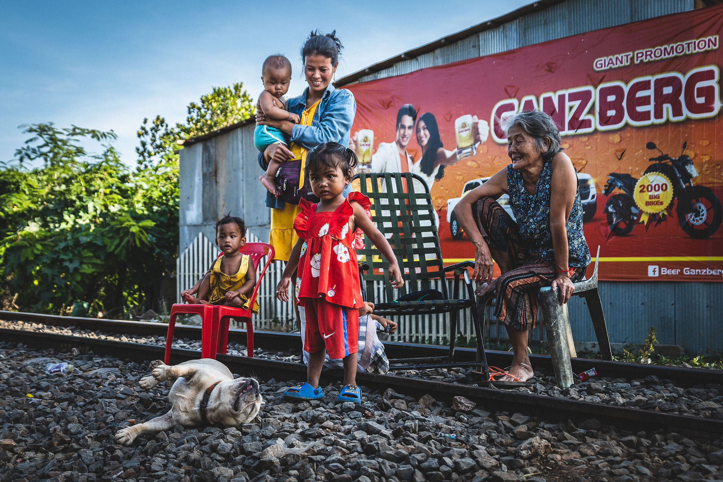 Family group in an exterior...